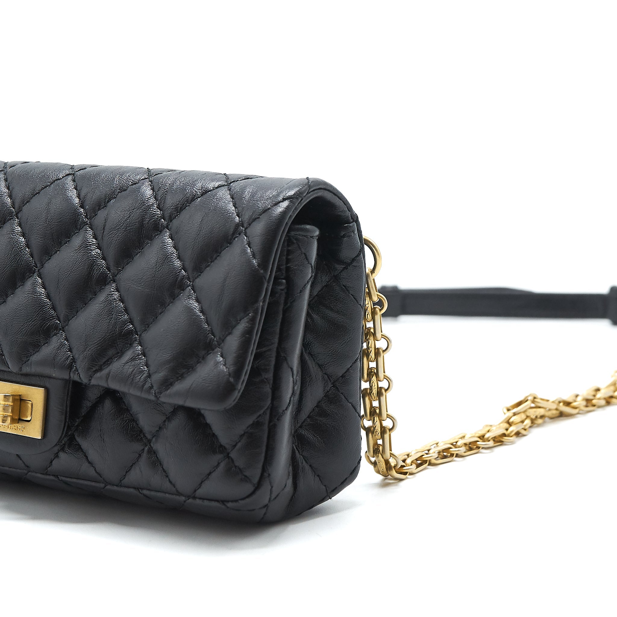 CHANEL 2.55 REISSUE MINI WAIST BELT BAG BLACK GHW