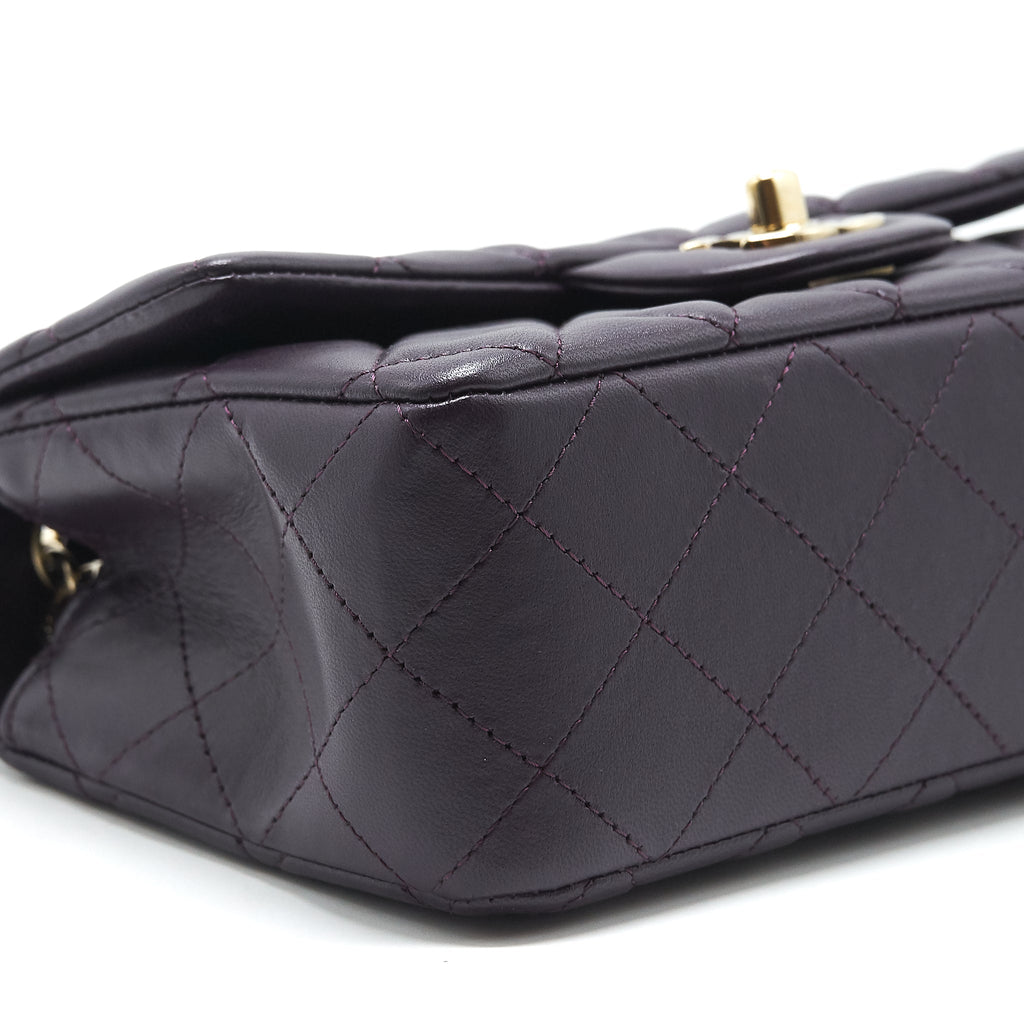 CHANEL MINI RECTANGULAR FLAP BAG LAMBSKIN 16B DARK PURPLE LGHW