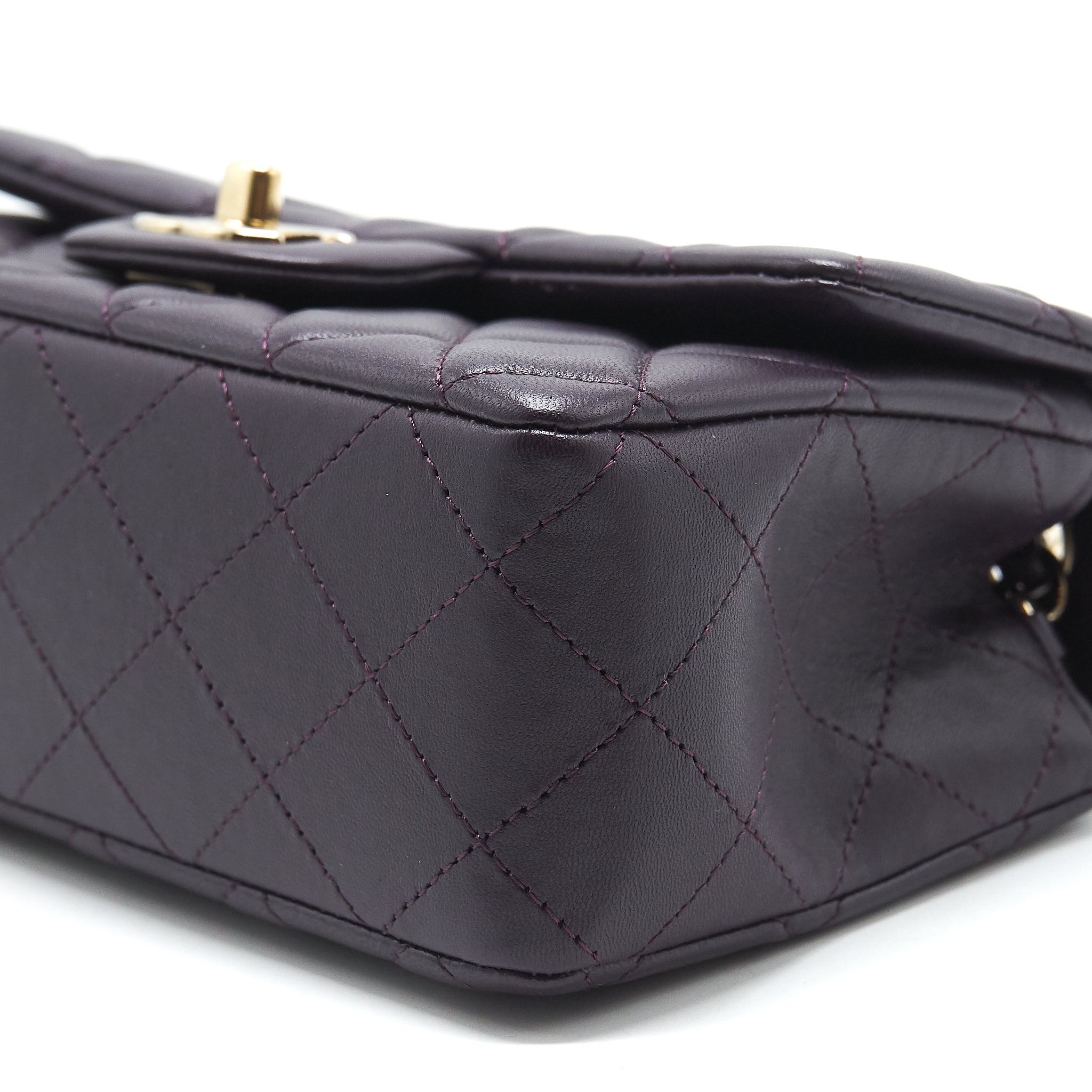 CHANEL MINI RECTANGULAR FLAP BAG LAMBSKIN 16B DARK PURPLE LGHW