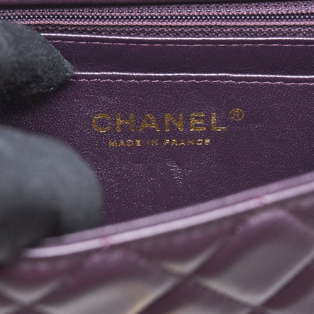 CHANEL MINI RECTANGULAR FLAP BAG LAMBSKIN 16B DARK PURPLE LGHW