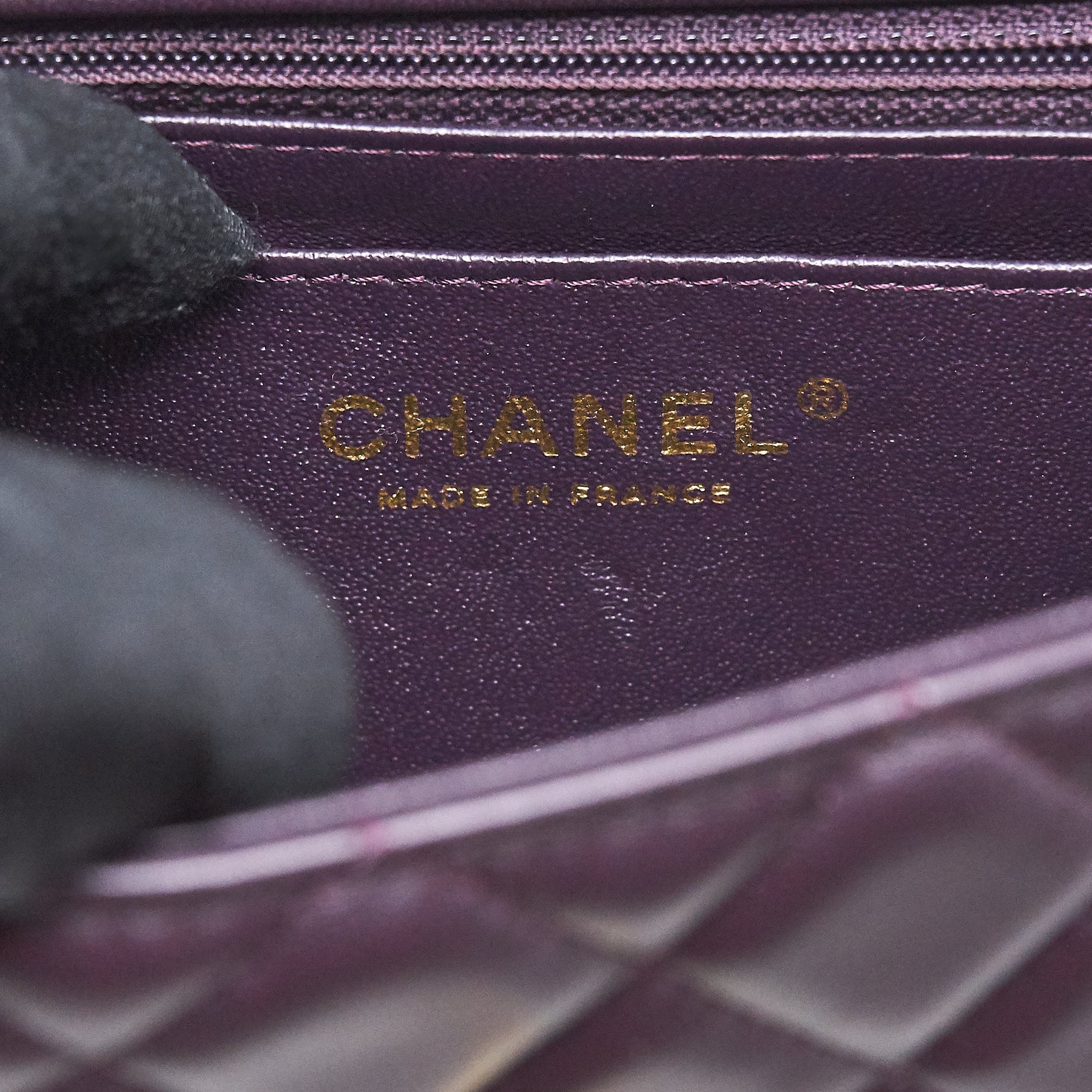 CHANEL MINI RECTANGULAR FLAP BAG LAMBSKIN 16B DARK PURPLE LGHW