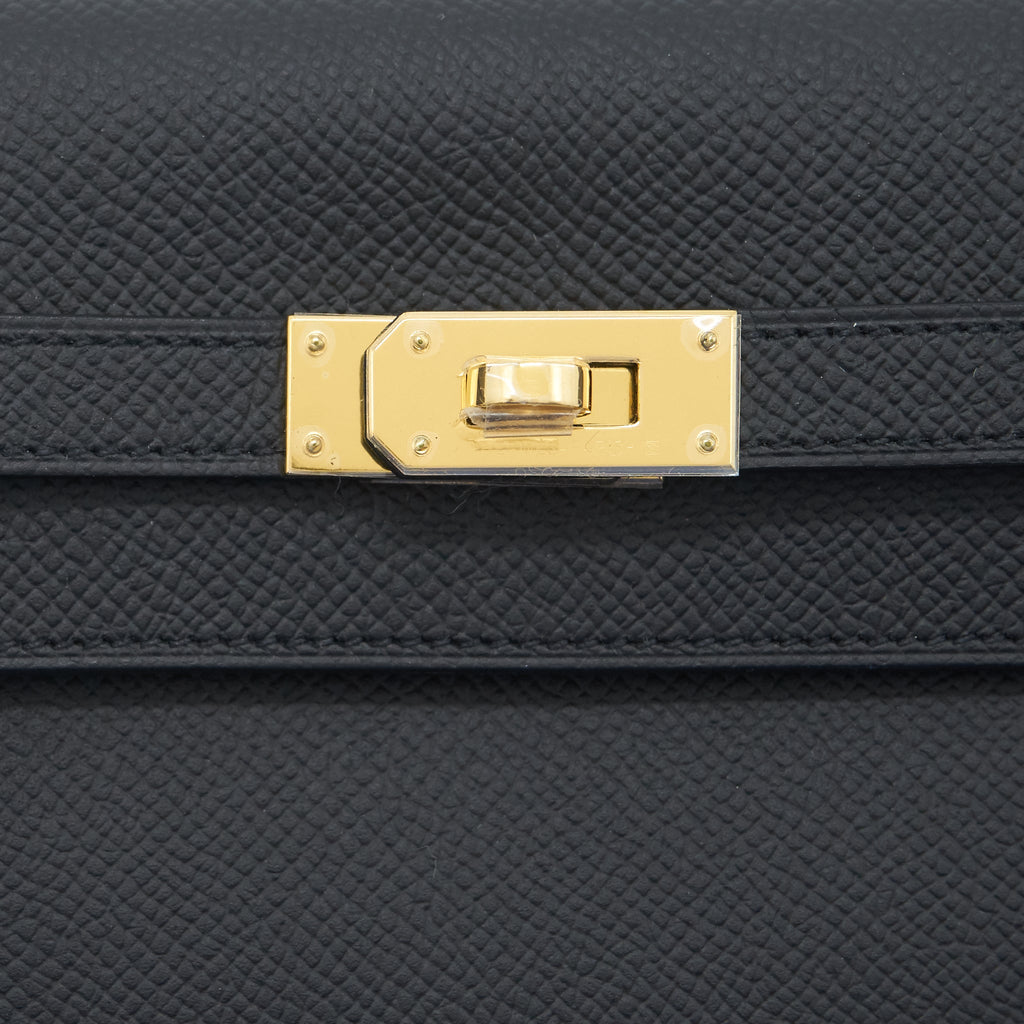 HERMES CLASSIC KELLY TO GO EPSOM LEATHER BLACK GHW