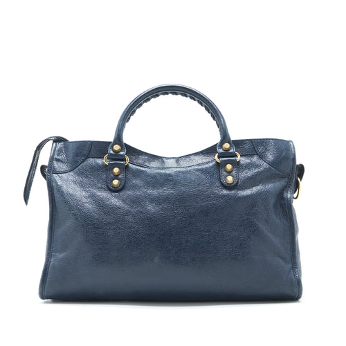 BALENCIAGA CLASSIC CITY BAG NAVY GHW