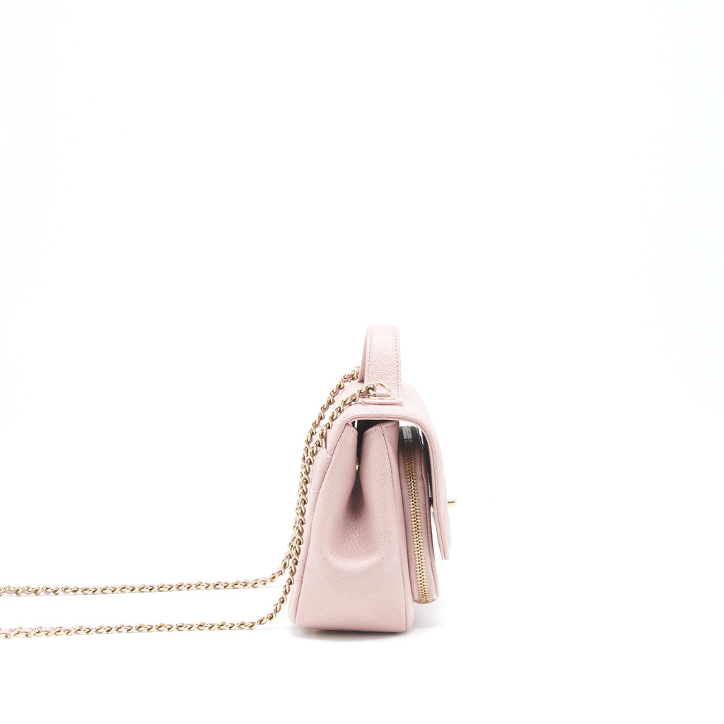 CHANEL SMALL BUSINESS AFFINITY FLAP BAG CAVIAR LIGHT PINK LGHW