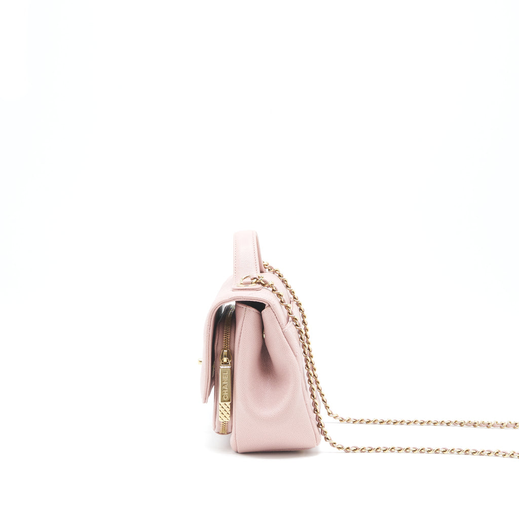 CHANEL SMALL BUSINESS AFFINITY FLAP BAG CAVIAR LIGHT PINK LGHW