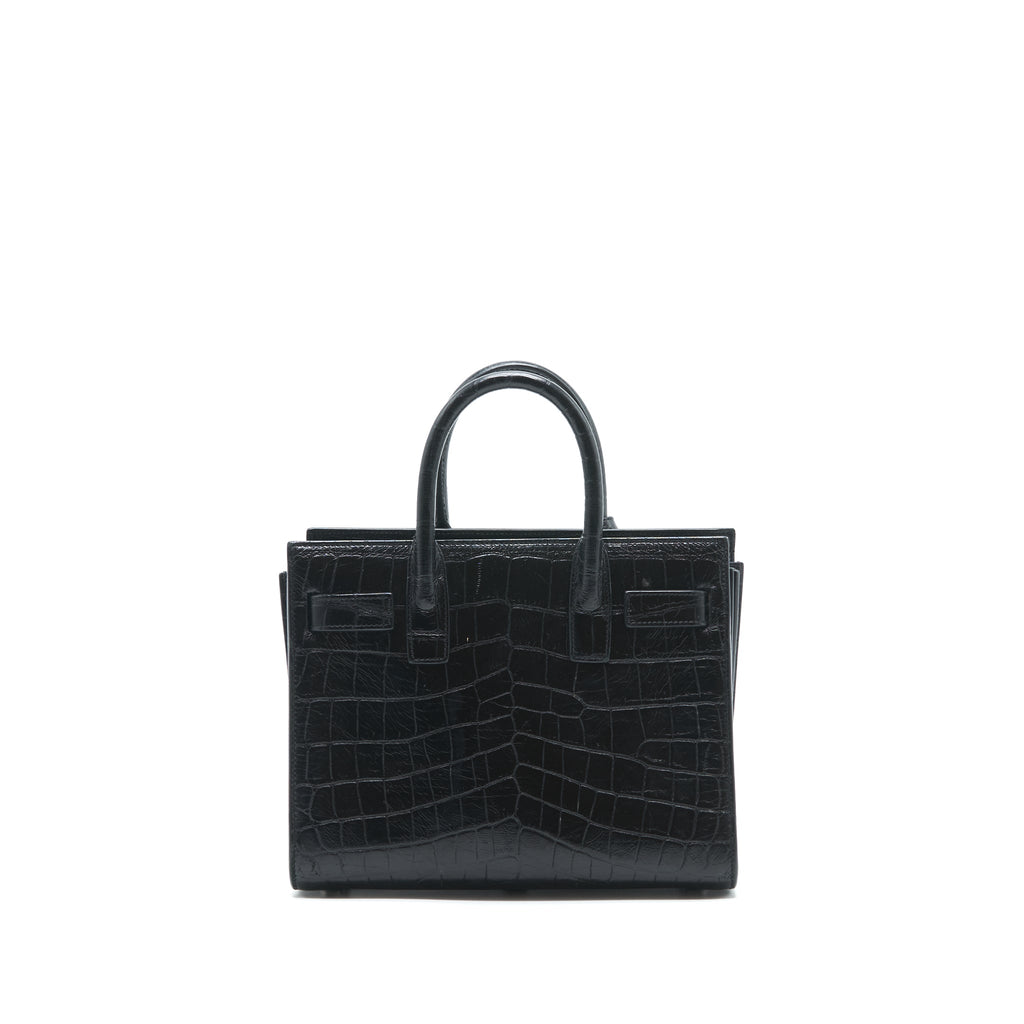 SAINT LAURENT/YSL SAC DE JOUR NANO CROC EMBOSSED BLACK SHW