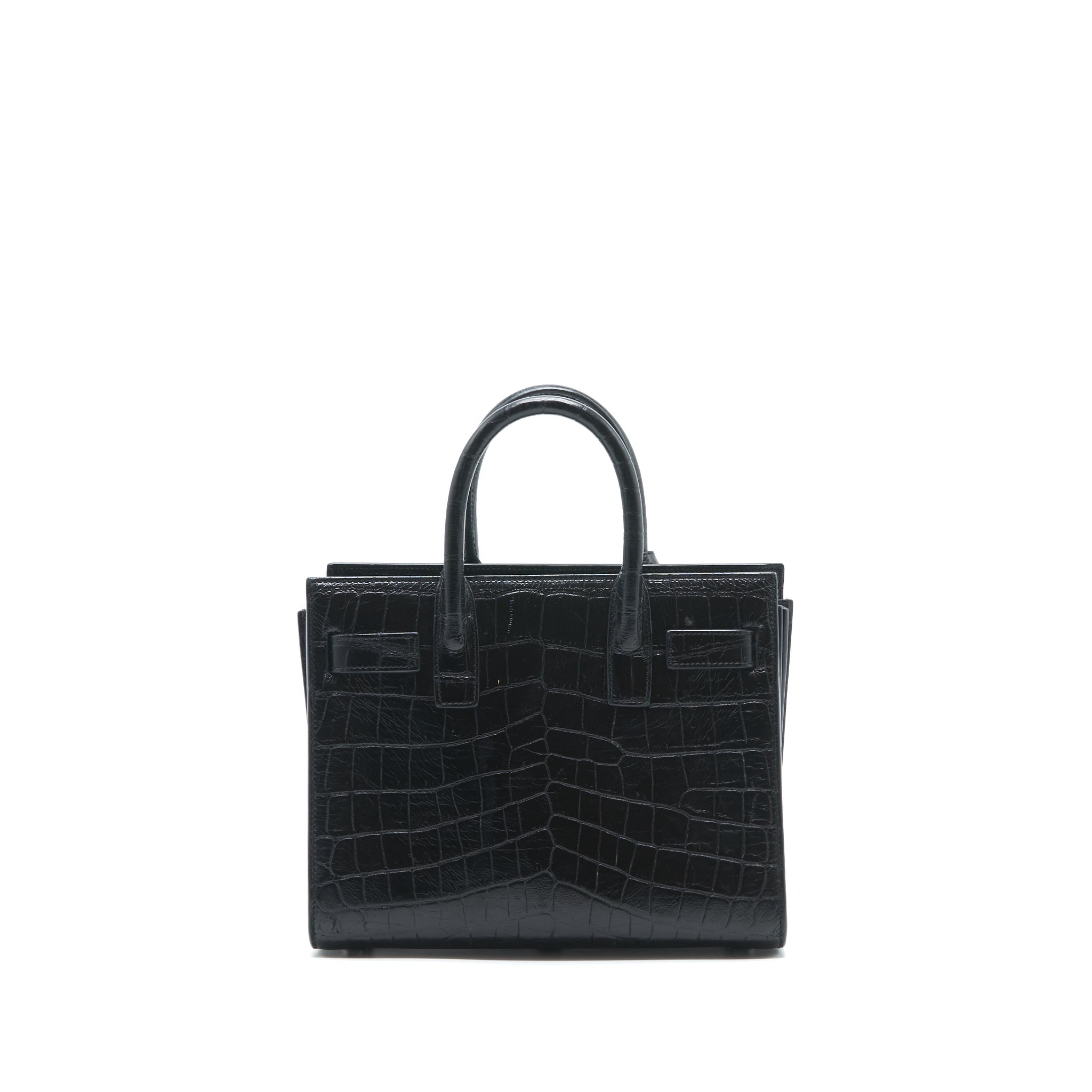 SAINT LAURENT/YSL SAC DE JOUR NANO CROC EMBOSSED BLACK SHW