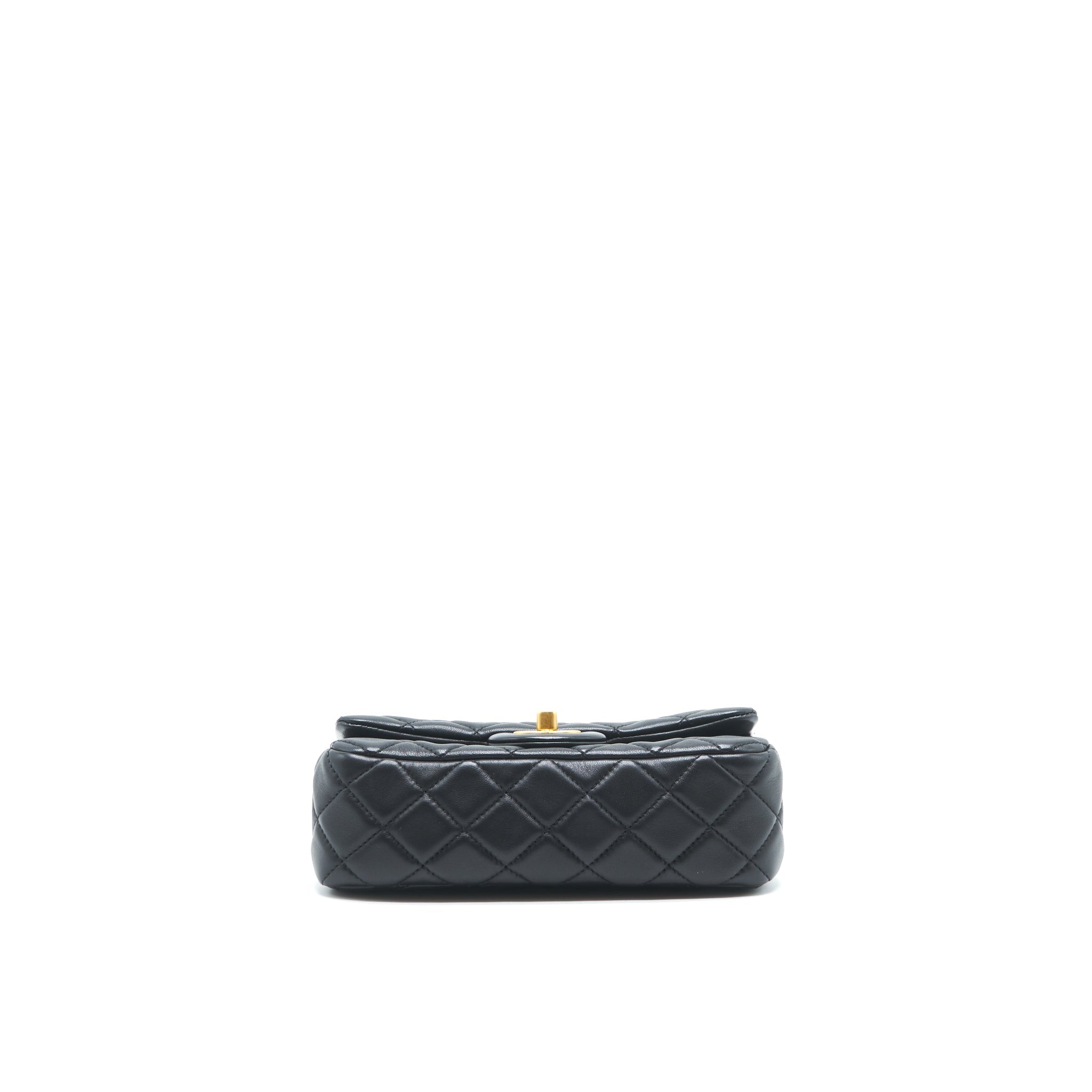 CHANEL PEARL CRUSH MINI RECTANGULAR FLAP BAG LAMBSKIN BLACK GHW
