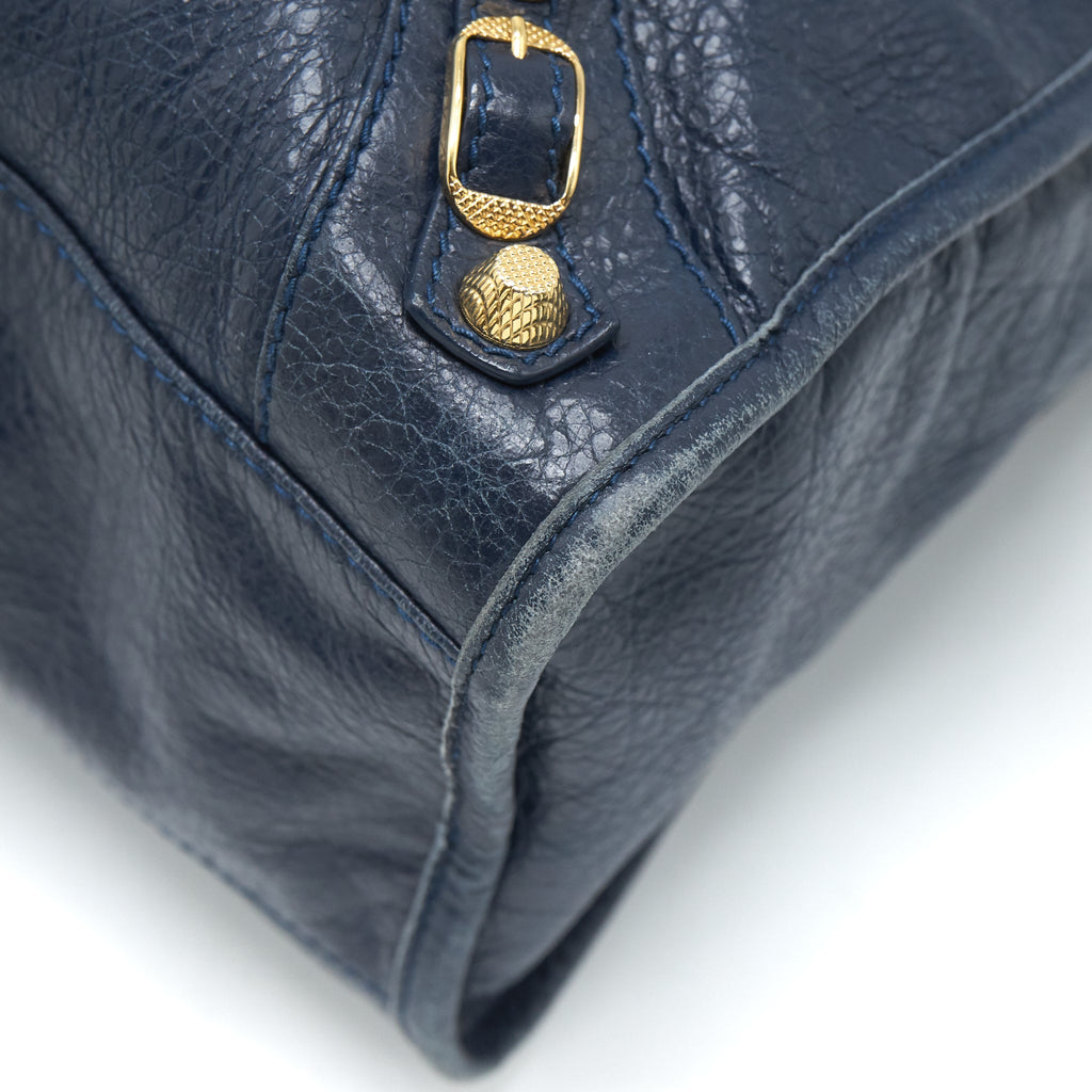 BALENCIAGA CLASSIC CITY BAG NAVY GHW