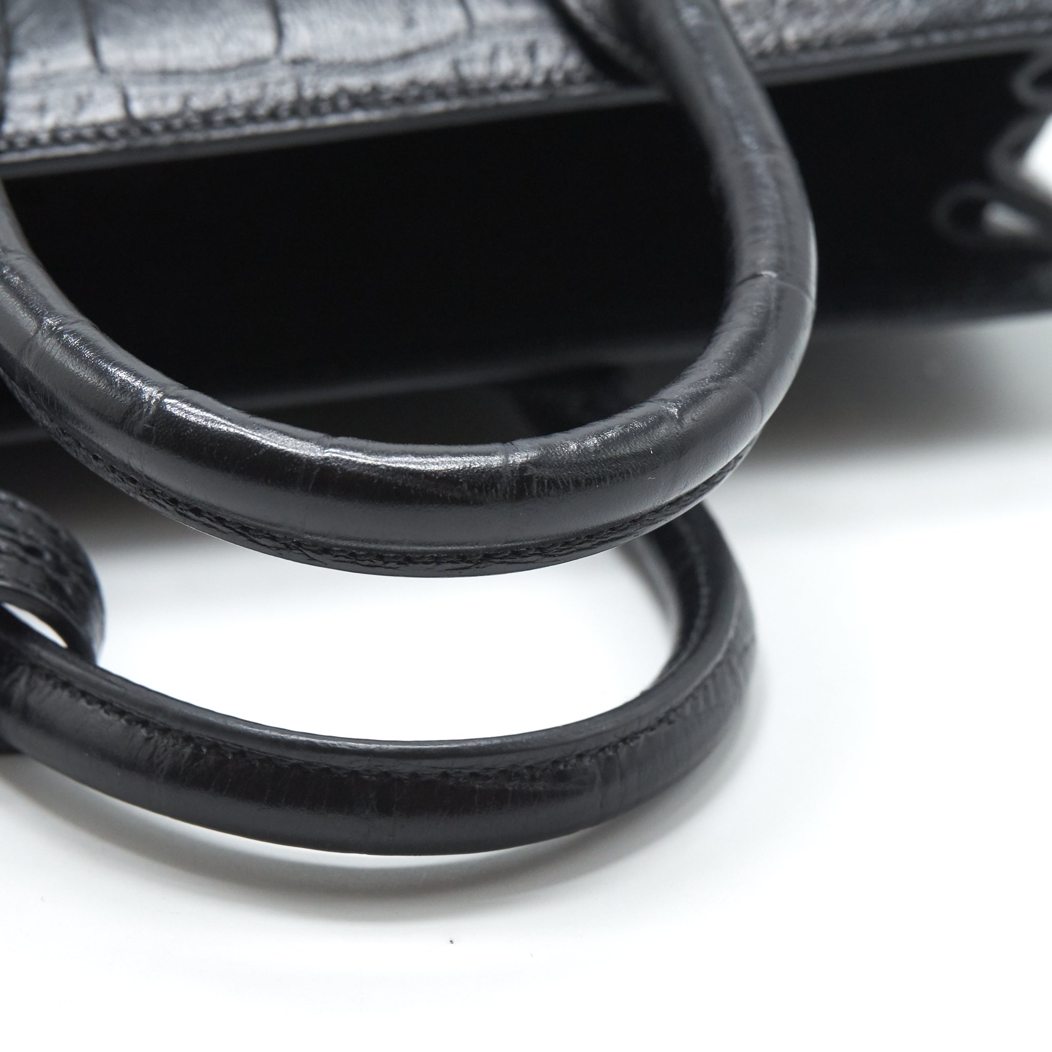 SAINT LAURENT/YSL SAC DE JOUR NANO CROC EMBOSSED BLACK SHW