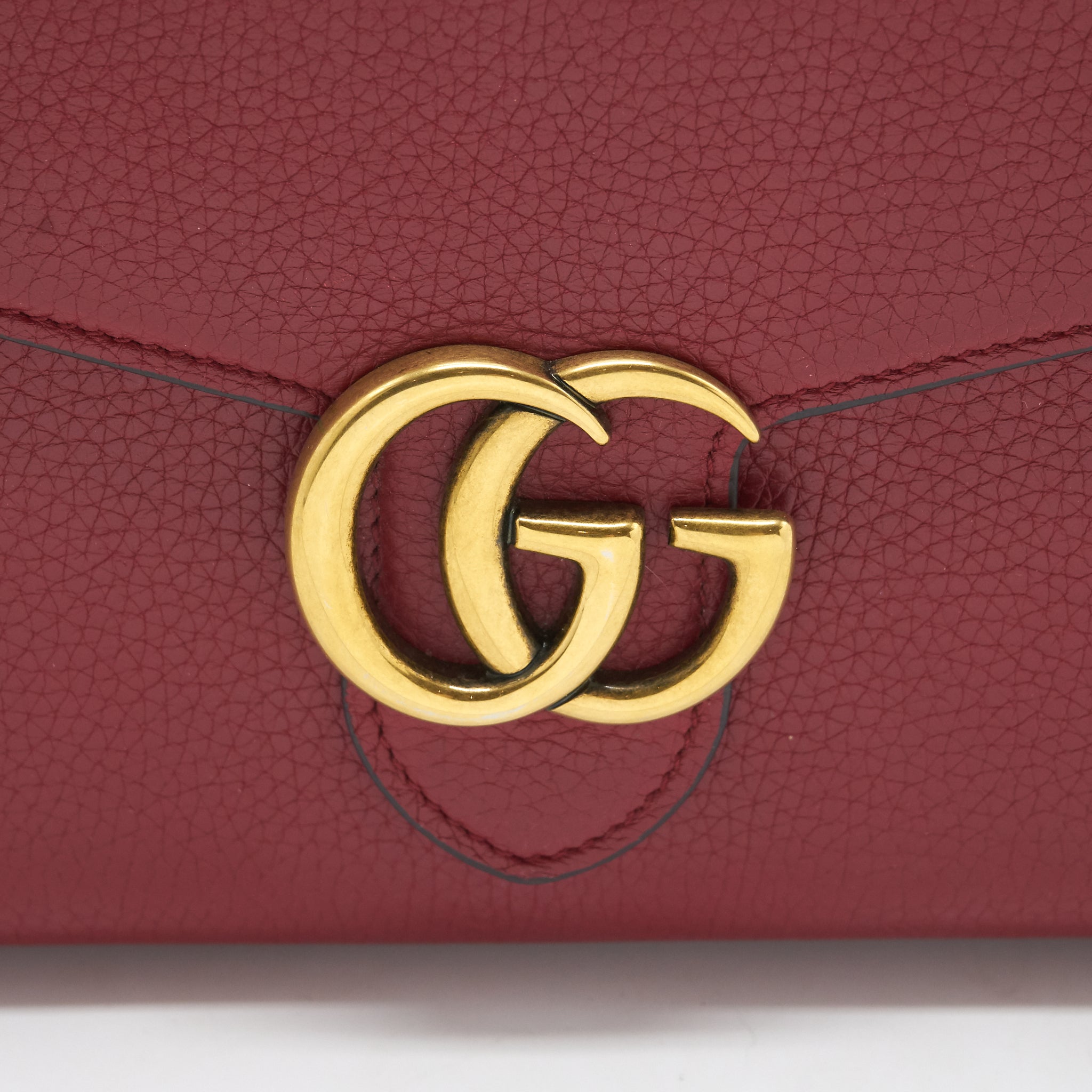 GUCCI GG MARMONT WALLET ON CHAIN RED GHW