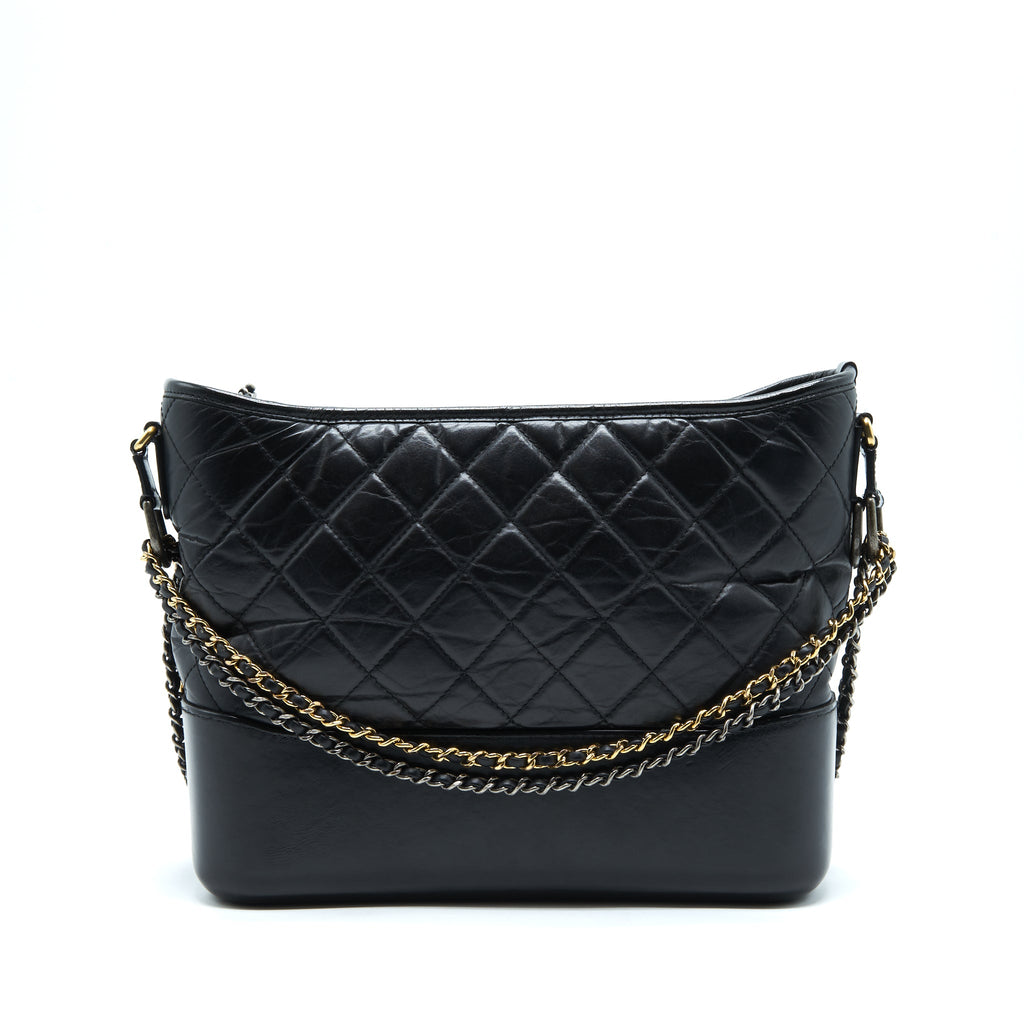 CHANEL LARGE GABRIELLE HOBO BAG BLACK GOLD/SLIVER HARDWARE