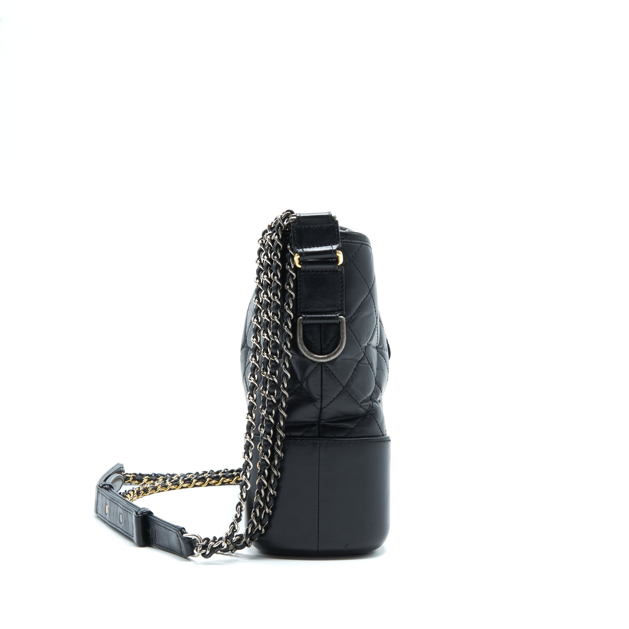 CHANEL LARGE GABRIELLE HOBO BAG BLACK GOLD/SLIVER HARDWARE