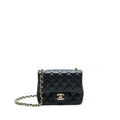 CHANEL MINI SQUARE FLAP BAG LAMBSKIN BLACK LGHW (MICROCHIP)