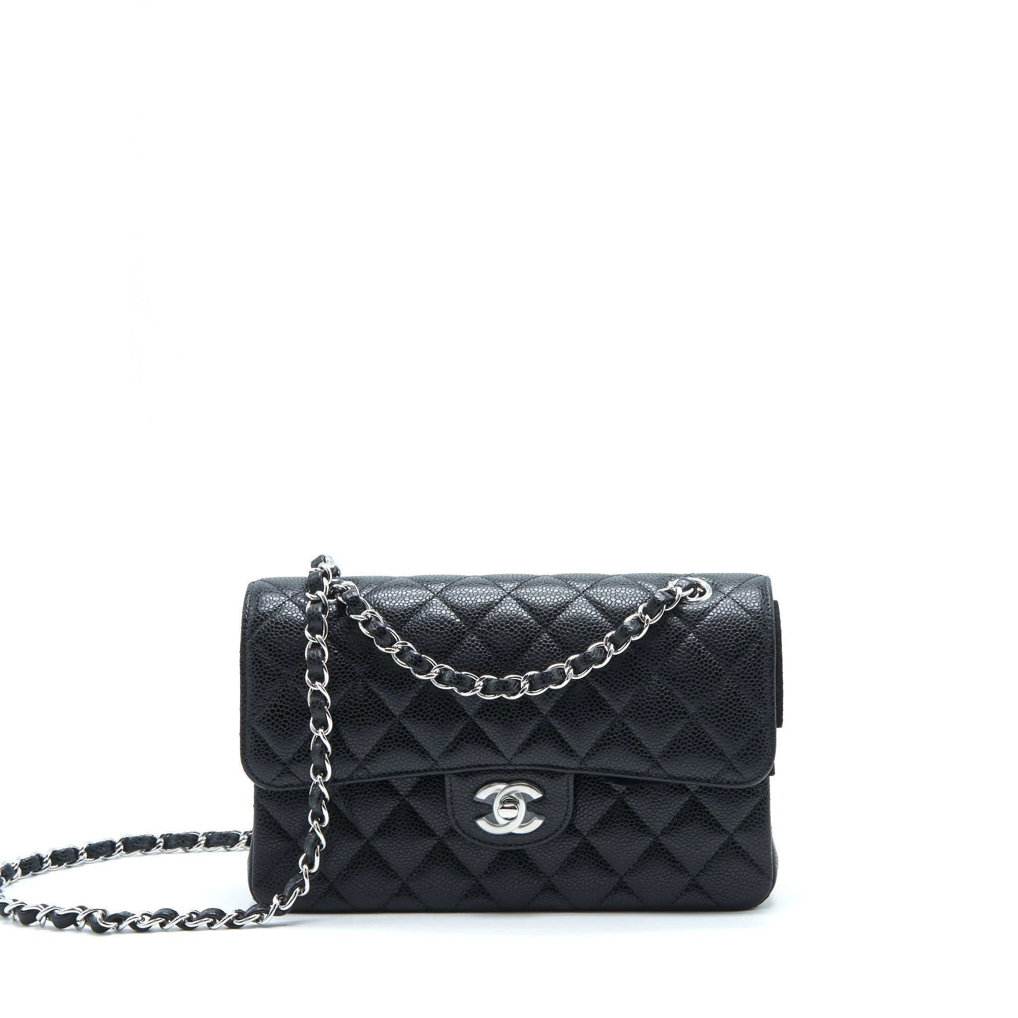 CHANEL SMALL CLASSIC FLAP BAG CAVIAR BLACK SHW(MICROCHIP)