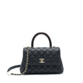 CHANEL SMALL COCO HANDLE CAVIAR BLACK LGHW WITH RED EMBOSSED HANDLE