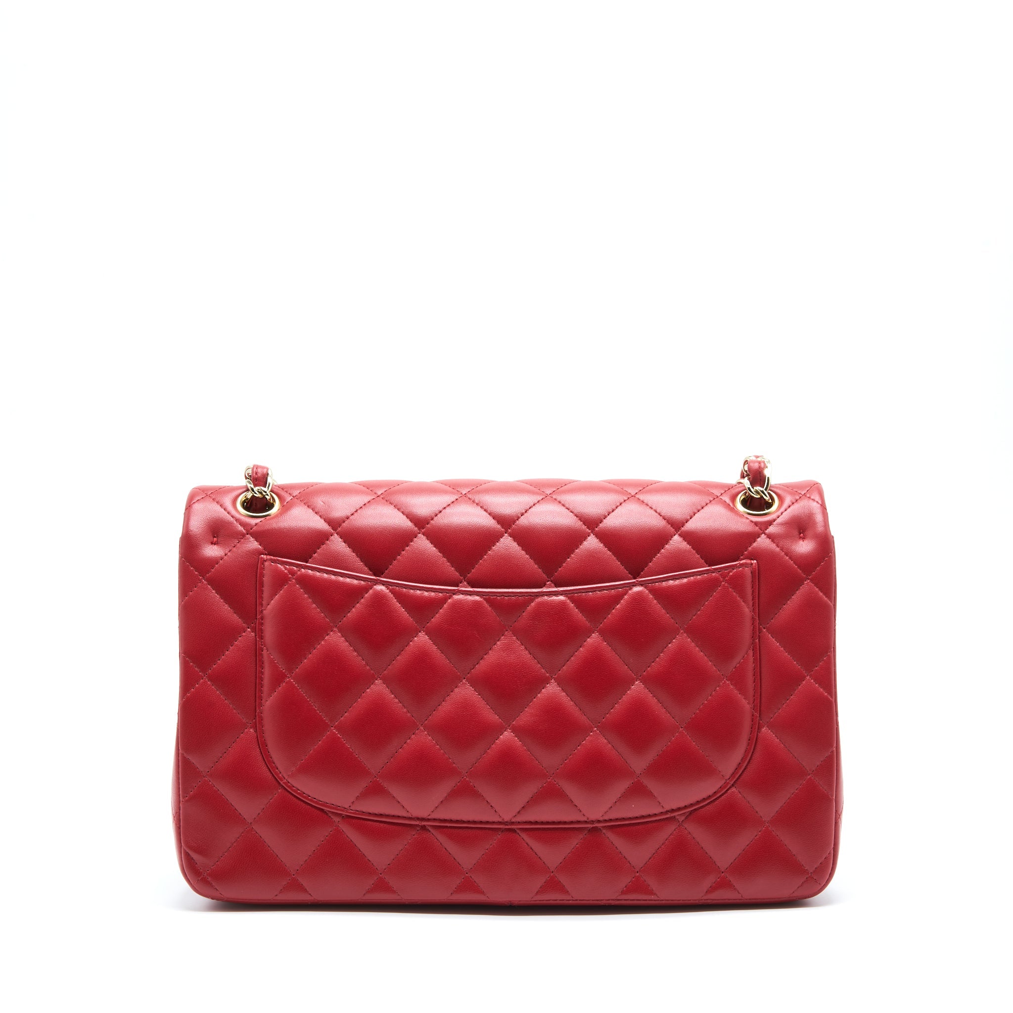 CHANEL CLASSIC JUMBO DOUBLE FLAP BAG LAMBSKIN RED LGHW
