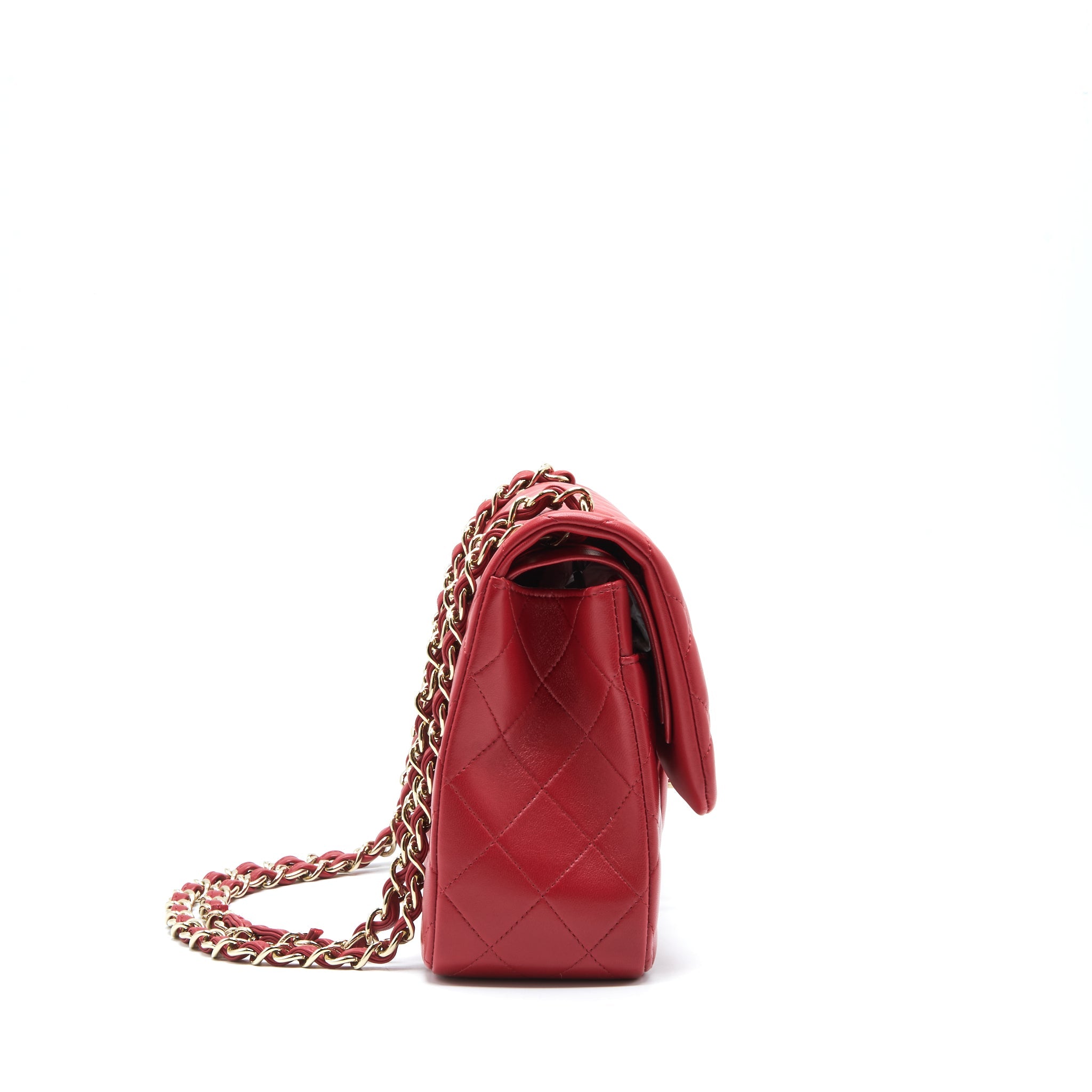 CHANEL CLASSIC JUMBO DOUBLE FLAP BAG LAMBSKIN RED LGHW