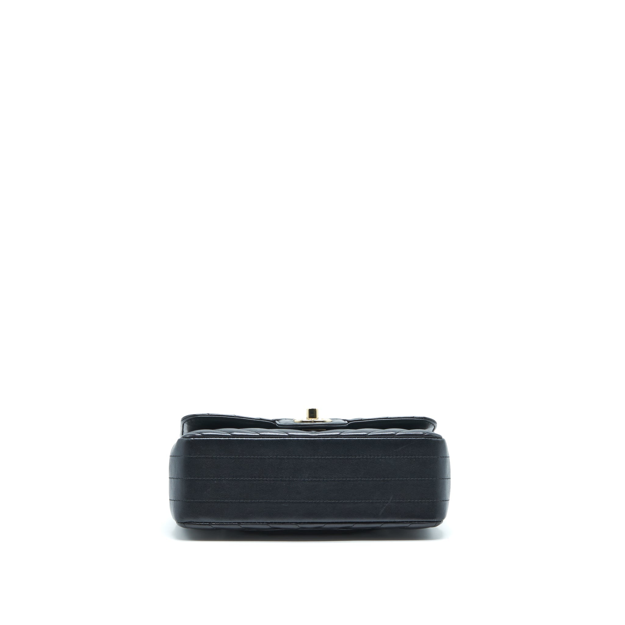 CHANEL CHEVRON MINI RECTANGULAR FLAP BAG LAMBSKIN BLACK LGHW