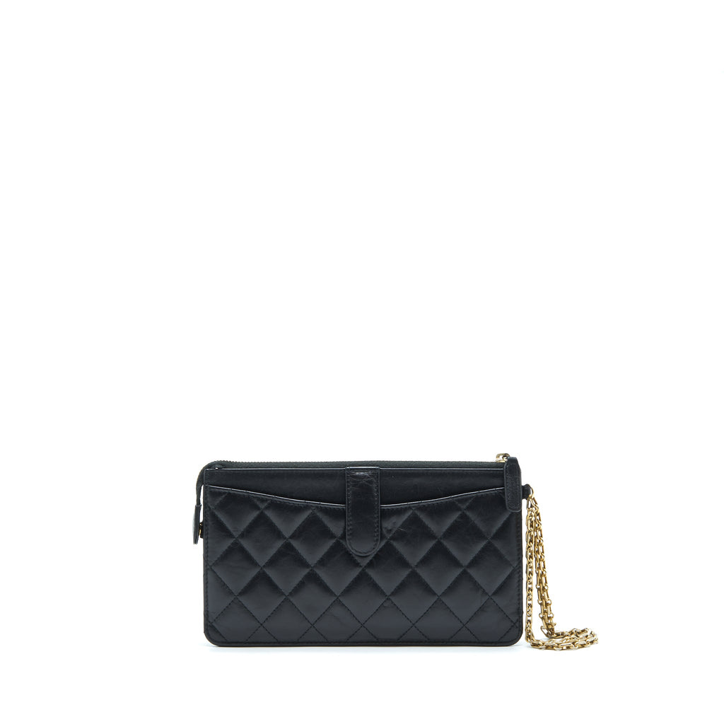 CHANEL REISSUE ZIPPY POUCH QUILTED CALFSKIN BLACK RUTHENIUM GHW
