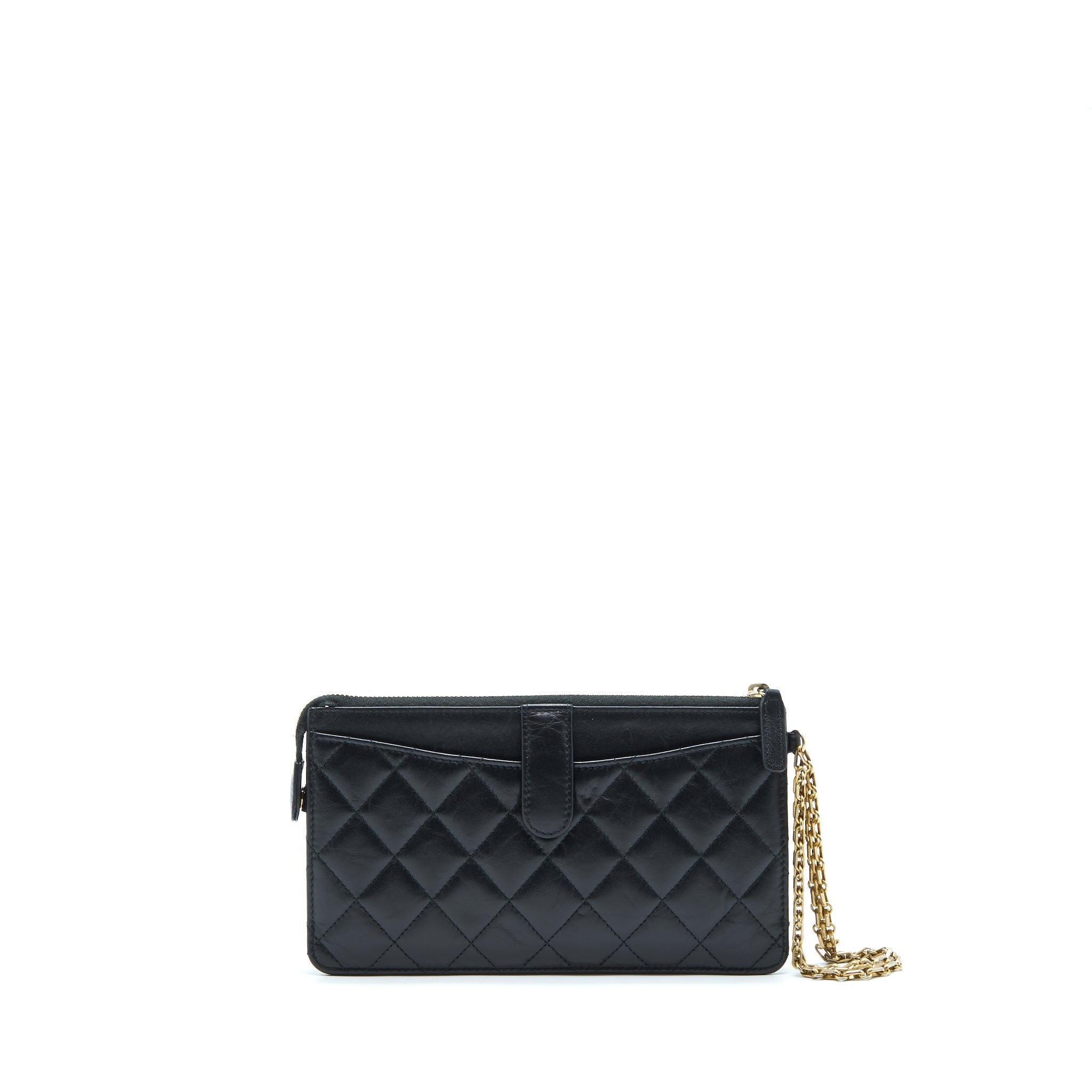 CHANEL REISSUE ZIPPY POUCH QUILTED CALFSKIN BLACK RUTHENIUM GHW