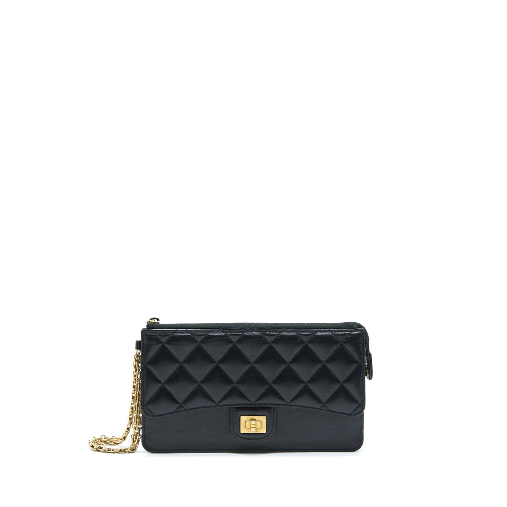 CHANEL REISSUE ZIPPY POUCH QUILTED CALFSKIN BLACK RUTHENIUM GHW