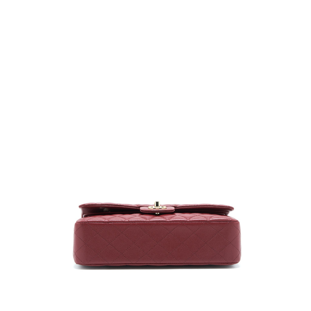 CHANEL MEDIUM CLASSIC DOUBLE FLAP BAG CAVIAR DARK RED LGHW
