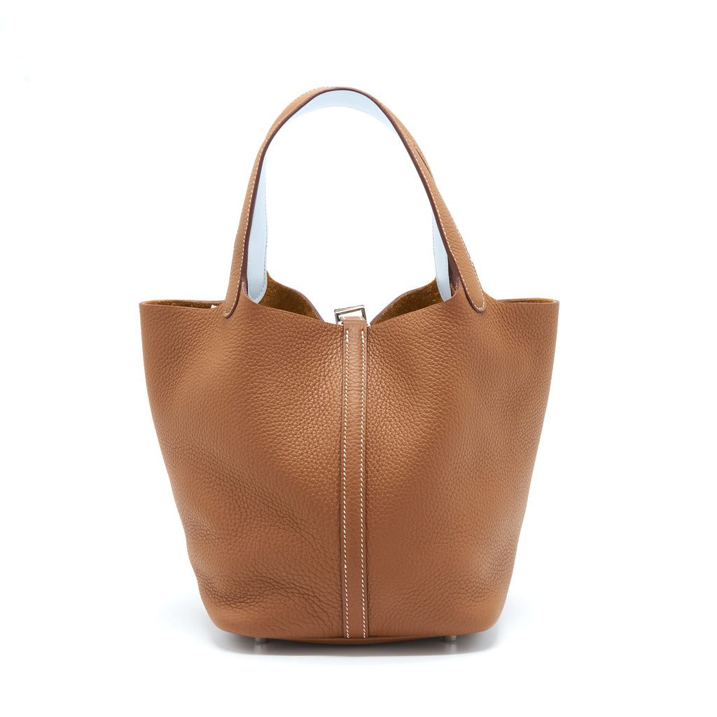 HERMES PICOTIN 22 LOCK BAG CLEMENCE GOLD / BLUE BRUME SHW