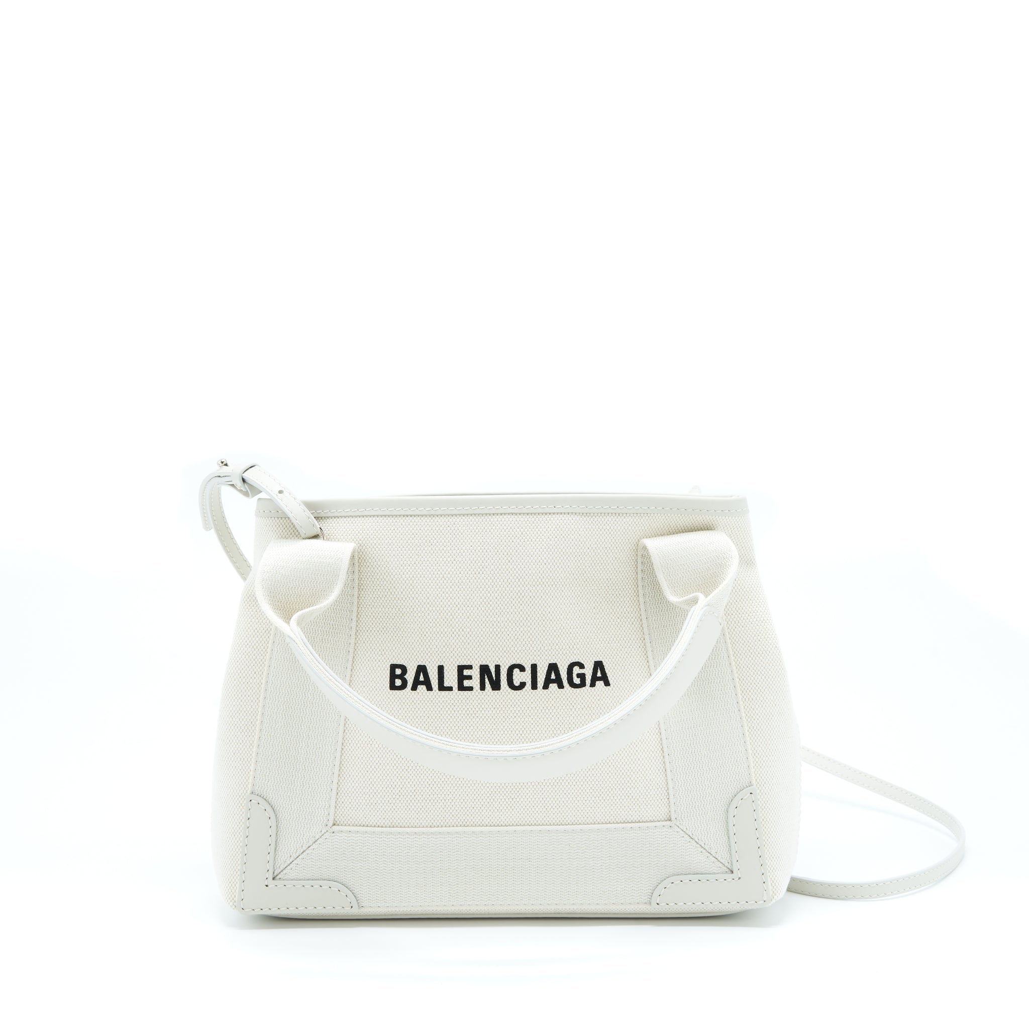 BALENCIAGA CABAS FABRIC/LEATHER OFF WHITE SHW