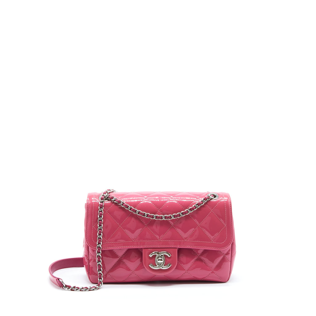 CHANEL COCO SHINE FLAP BAG PATENT PINK SHW