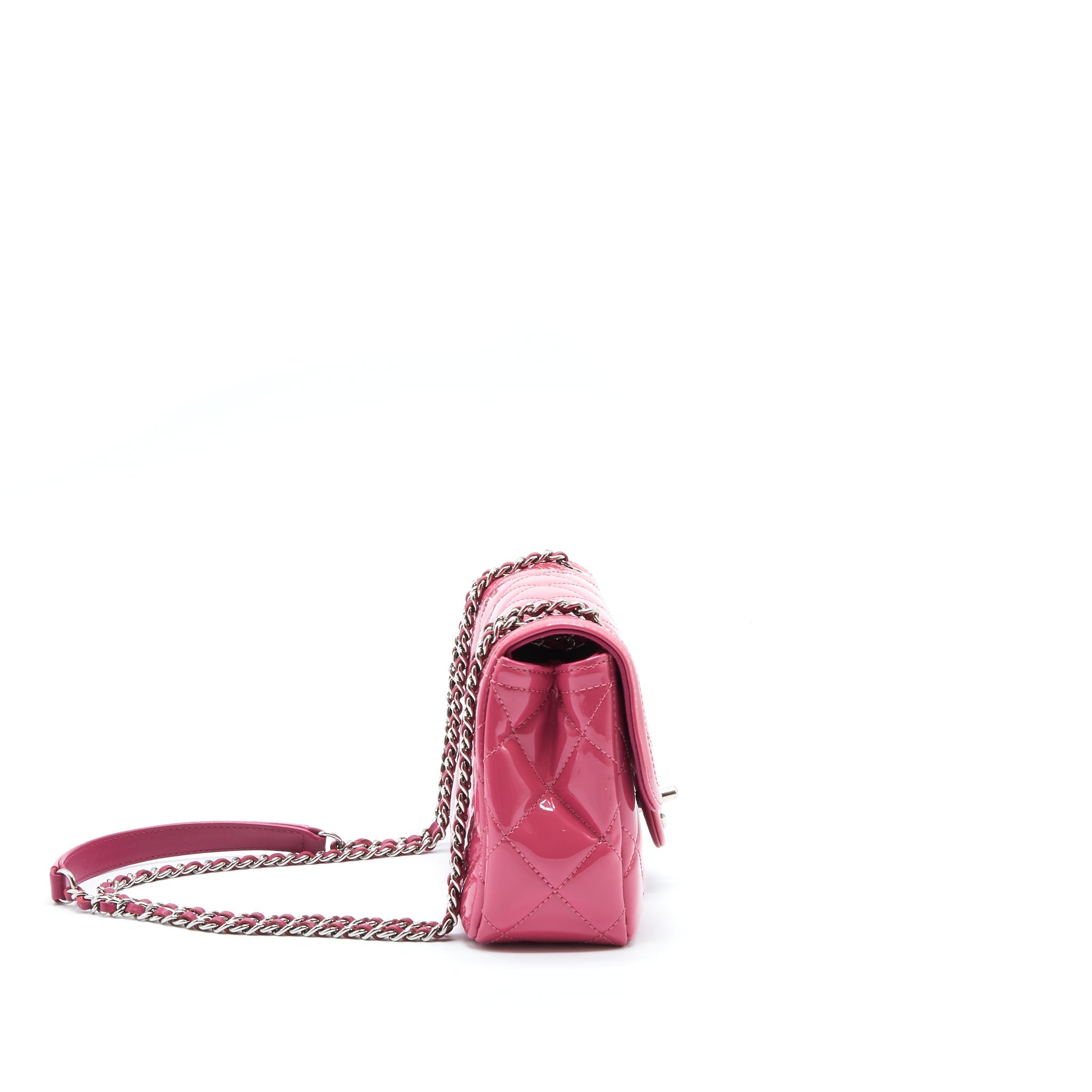 CHANEL COCO SHINE FLAP BAG PATENT PINK SHW