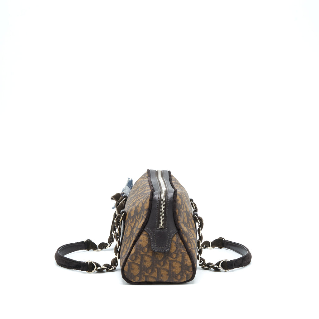 DIOR VINTAGE ROMANTIQUE TROTTER BAG CANVAS/VELVET SHW