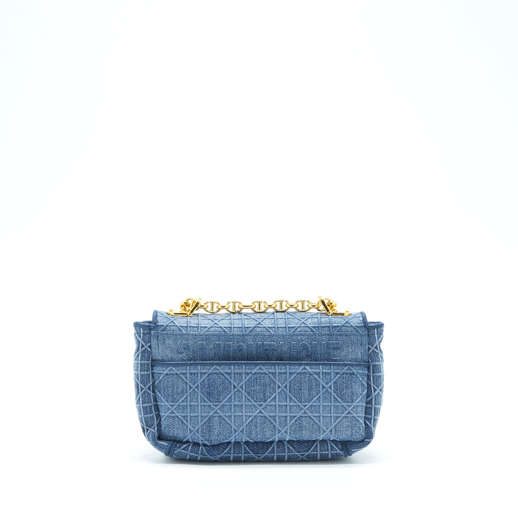 DIOR SMALL DIOR CARO BAG DENIM BLUE GHW