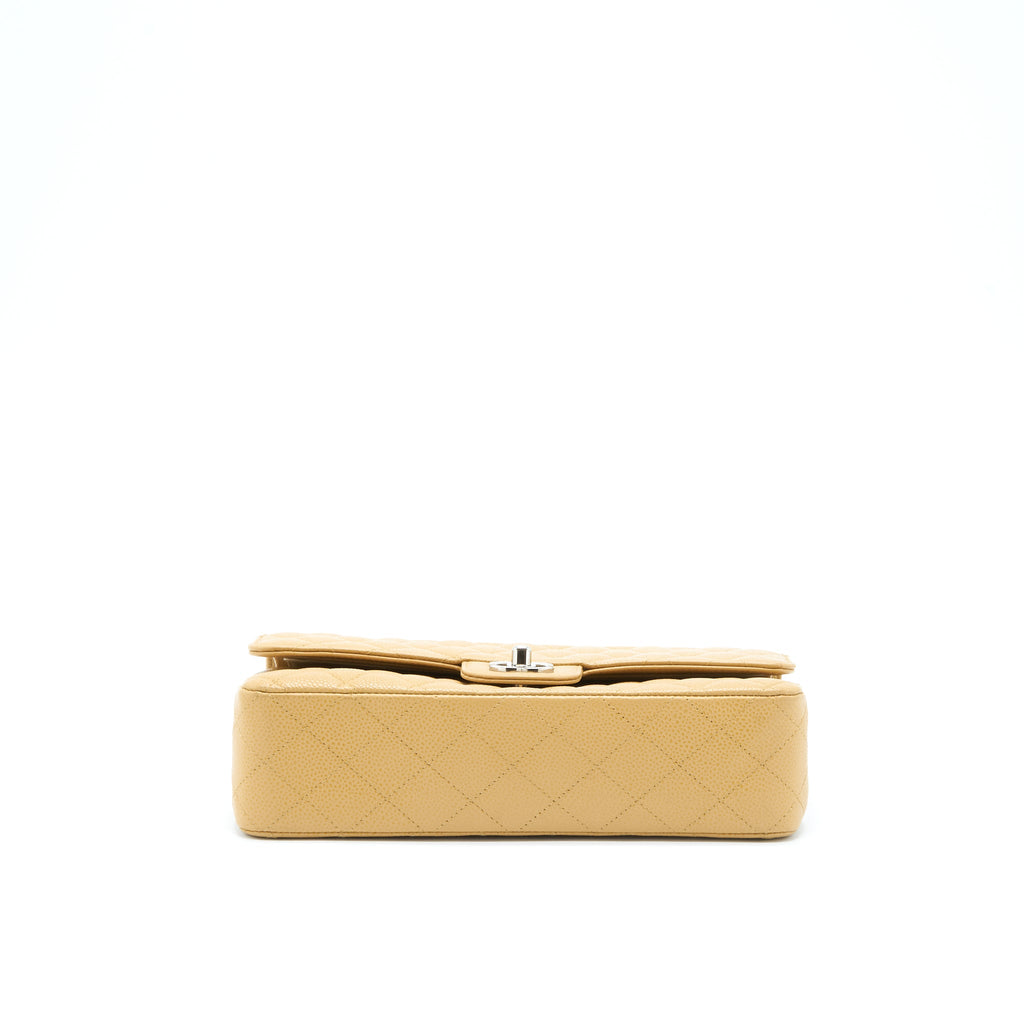 CHANEL MEDIUM CLASSIC DOUBLE FLAP BAG CAVIAR DARK BEIGE SHW
