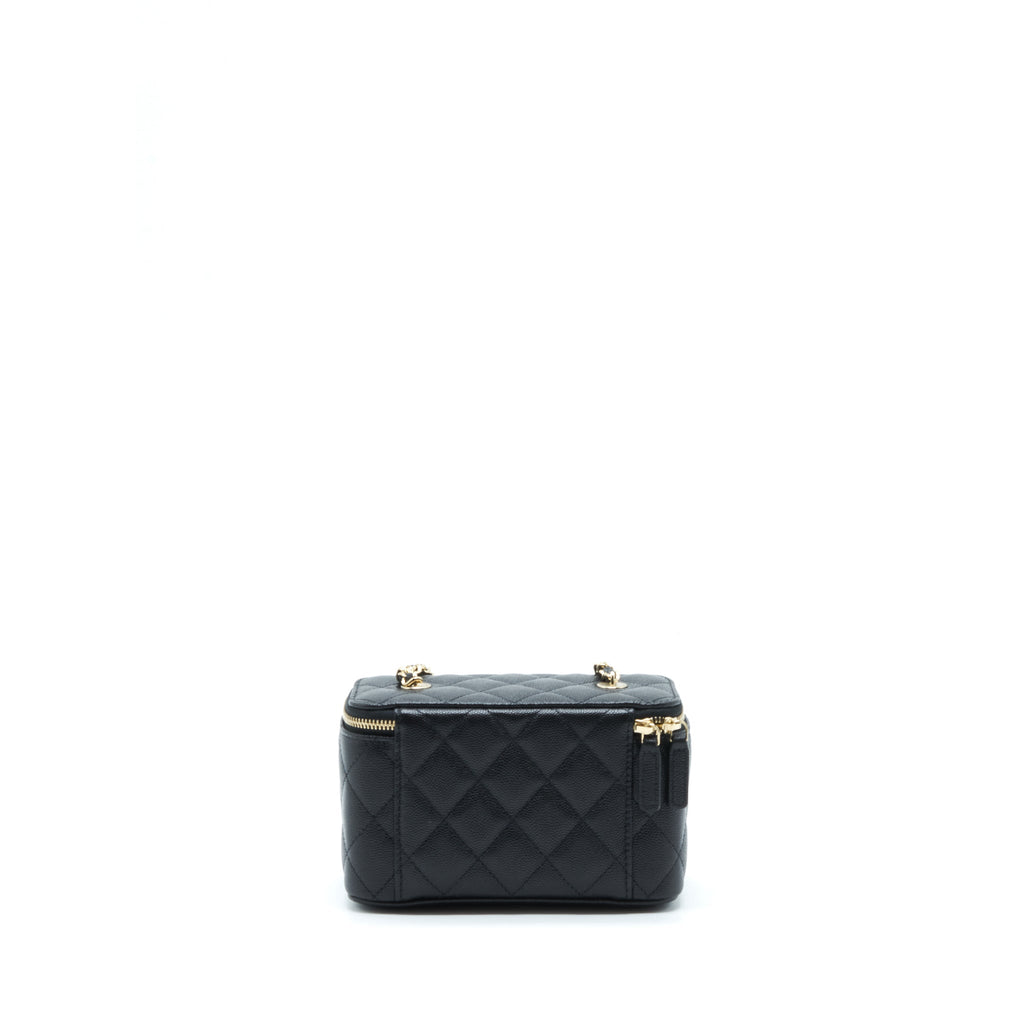 CHANEL 22S LONG VANITY WITH CHAIN CAVIAR BLACK LGHW