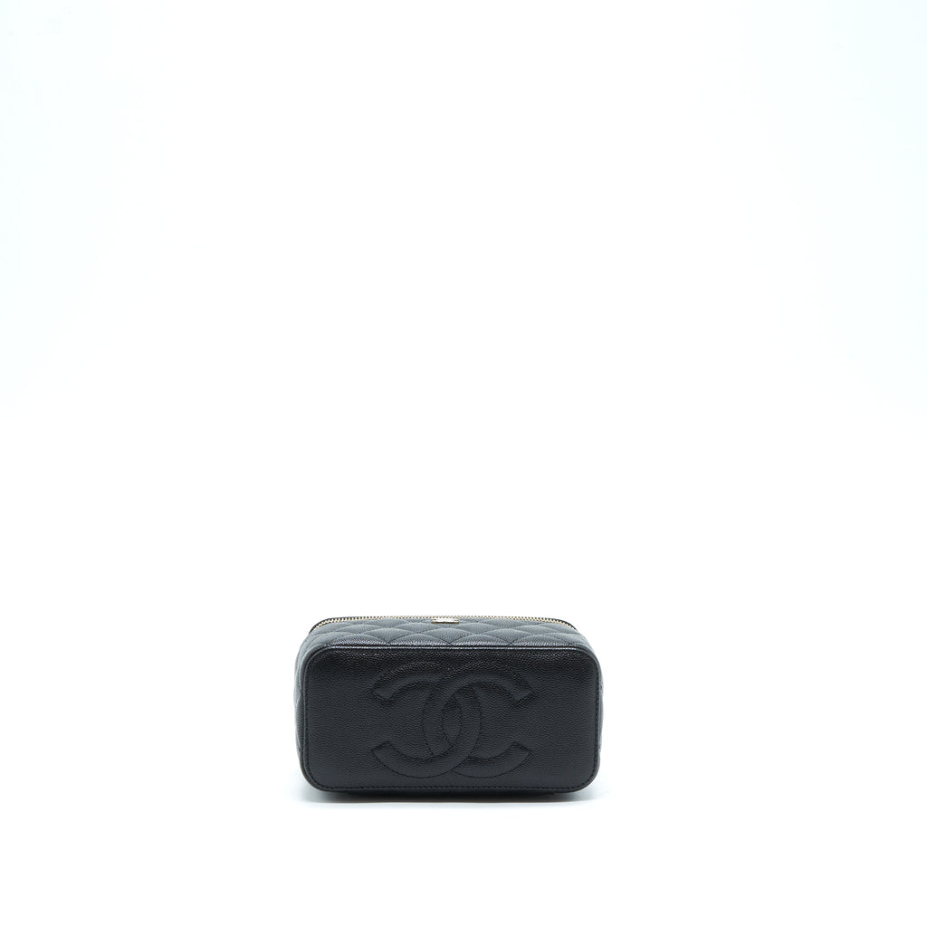 CHANEL 22S LONG VANITY WITH CHAIN CAVIAR BLACK LGHW