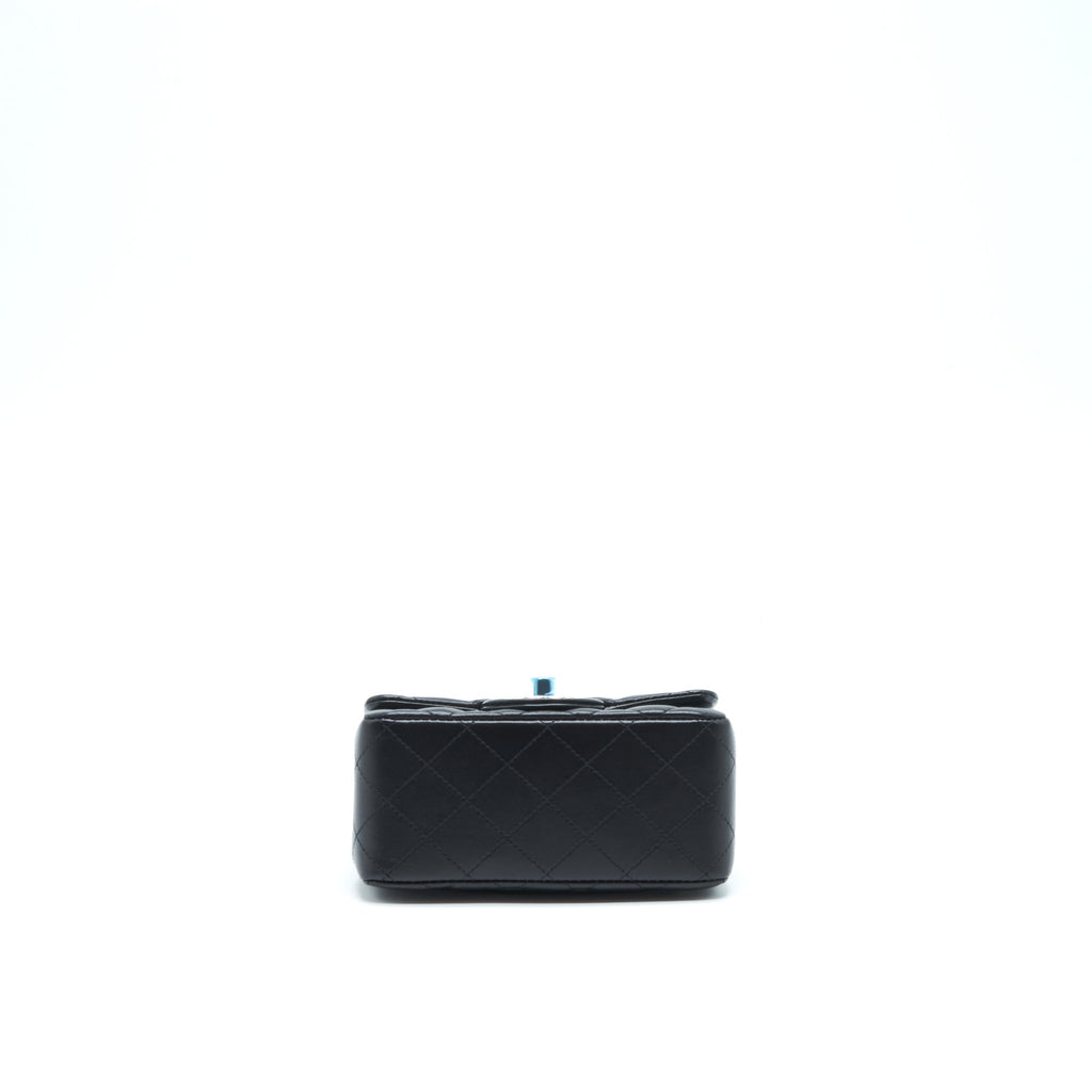 CHANEL MINI SQUARE FLAP BAG LAMBSKIN BLACK LGHW (MICROCHIP)
