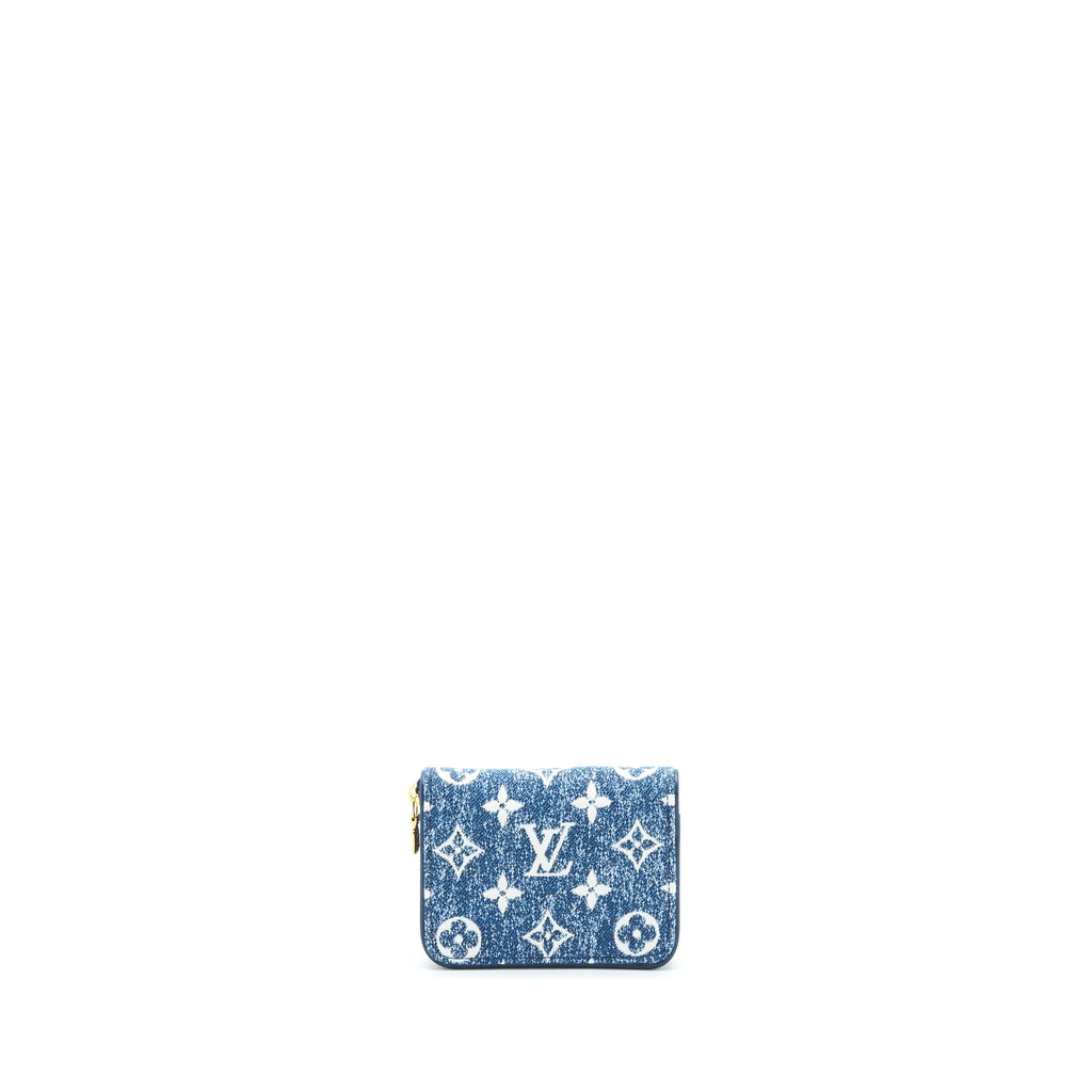 LOUIS VUITTON ZIPPY COIN PURSE MONOGRAM JACQUARD DENIM BLUE GHW