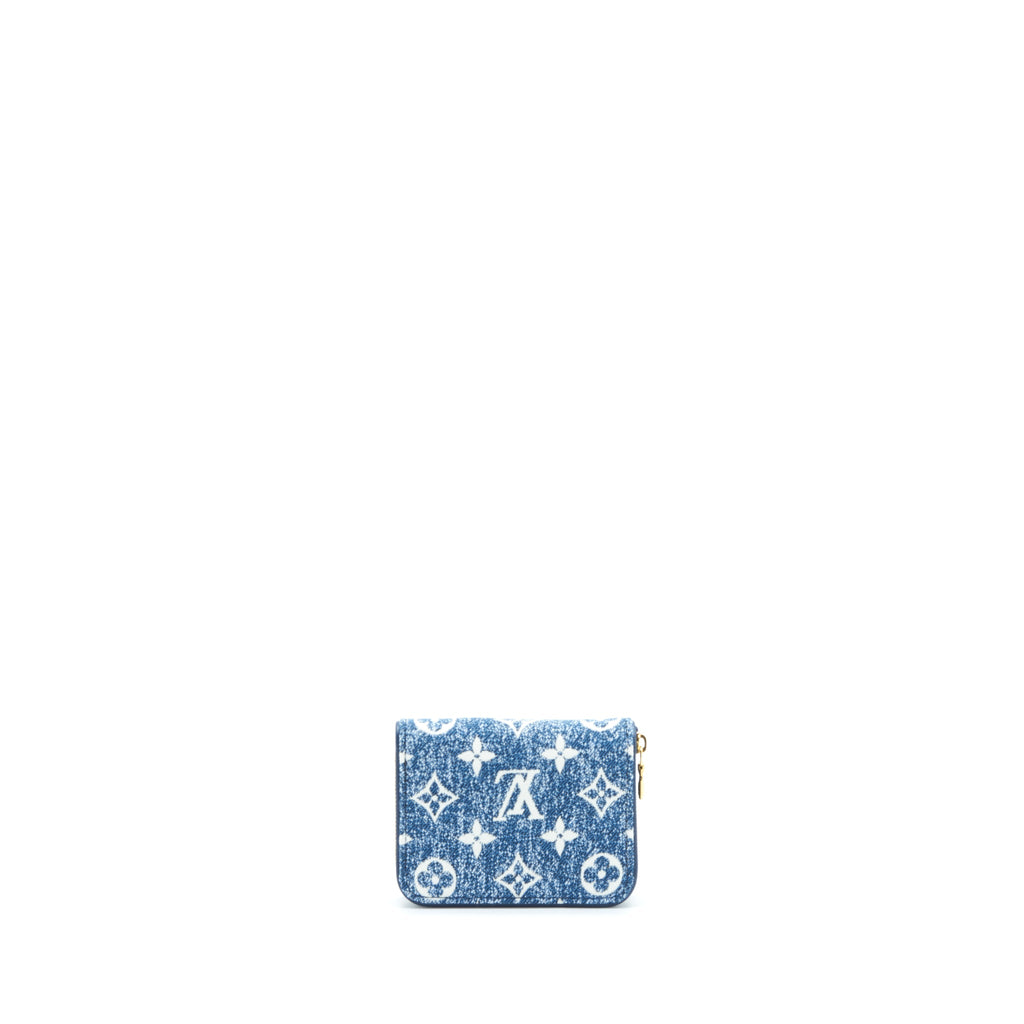 LOUIS VUITTON ZIPPY COIN PURSE MONOGRAM JACQUARD DENIM BLUE GHW