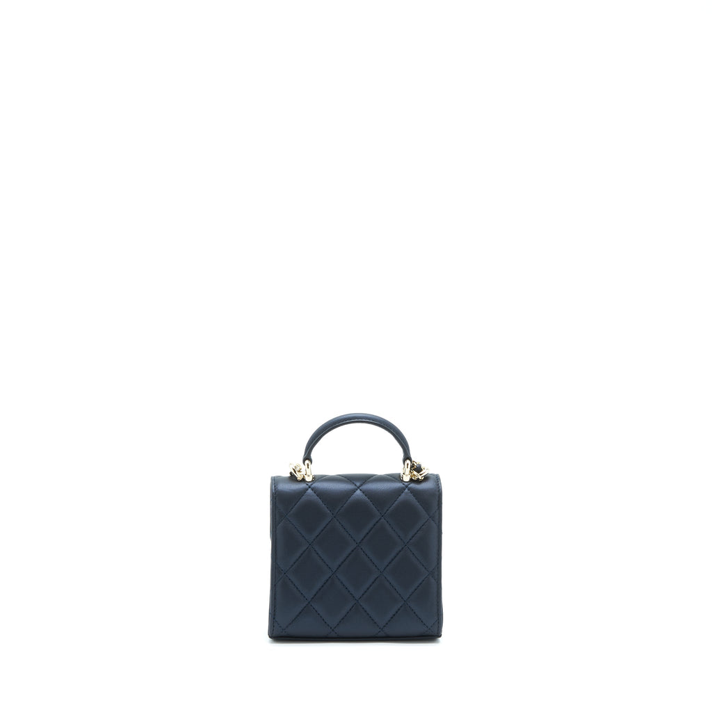 CHANEL 22S TOP HANDLE MINI FLAP BAG WITH CHAIN LAMBSKIN NAVY LGHW