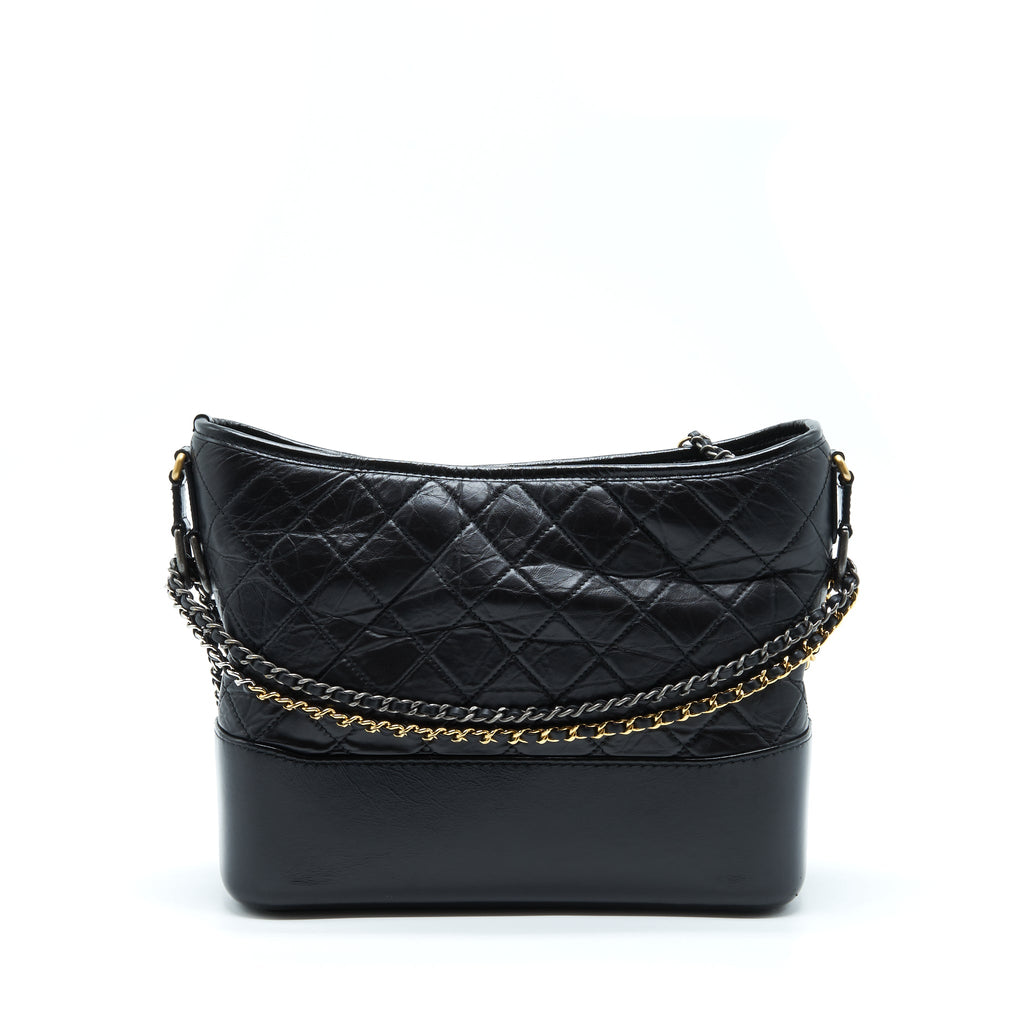 CHANEL MEDIUM GABRIELLE BAG CALFSKIN BLACK WITH MULTICOLOUR HARDWARE