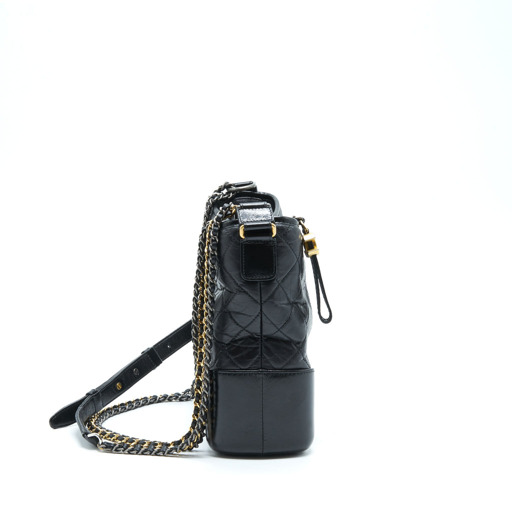 CHANEL MEDIUM GABRIELLE BAG CALFSKIN BLACK WITH MULTICOLOUR HARDWARE