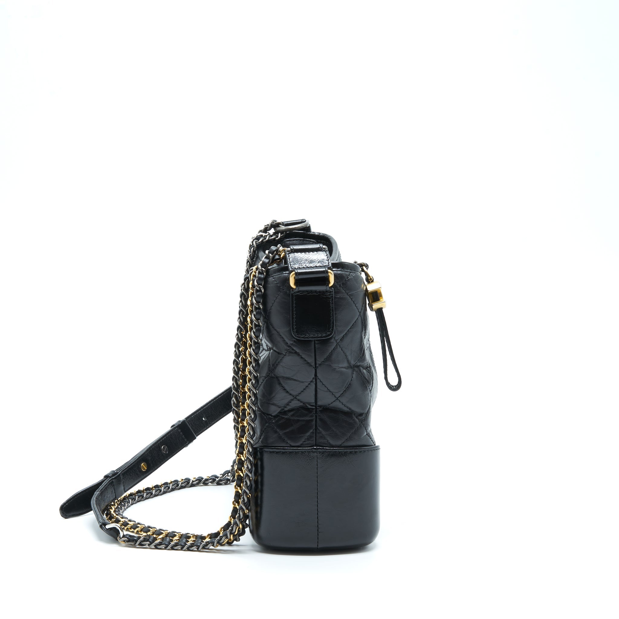 CHANEL MEDIUM GABRIELLE BAG CALFSKIN BLACK WITH MULTICOLOUR HARDWARE
