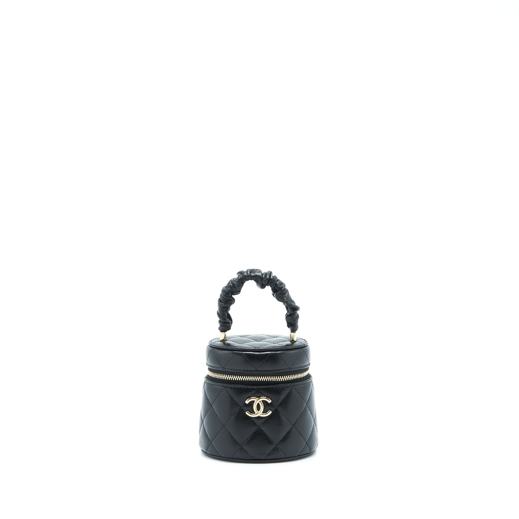 CHANEL 22S TOP HANDLE SUPER MINI VANITY LAMBSKIN BLACK LGHW