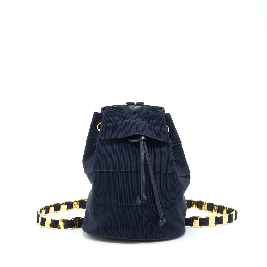 SALVATORE FERRAGAMO VINTAGE MINI BACKPACK BLACK FABRIC/NYLON GHW