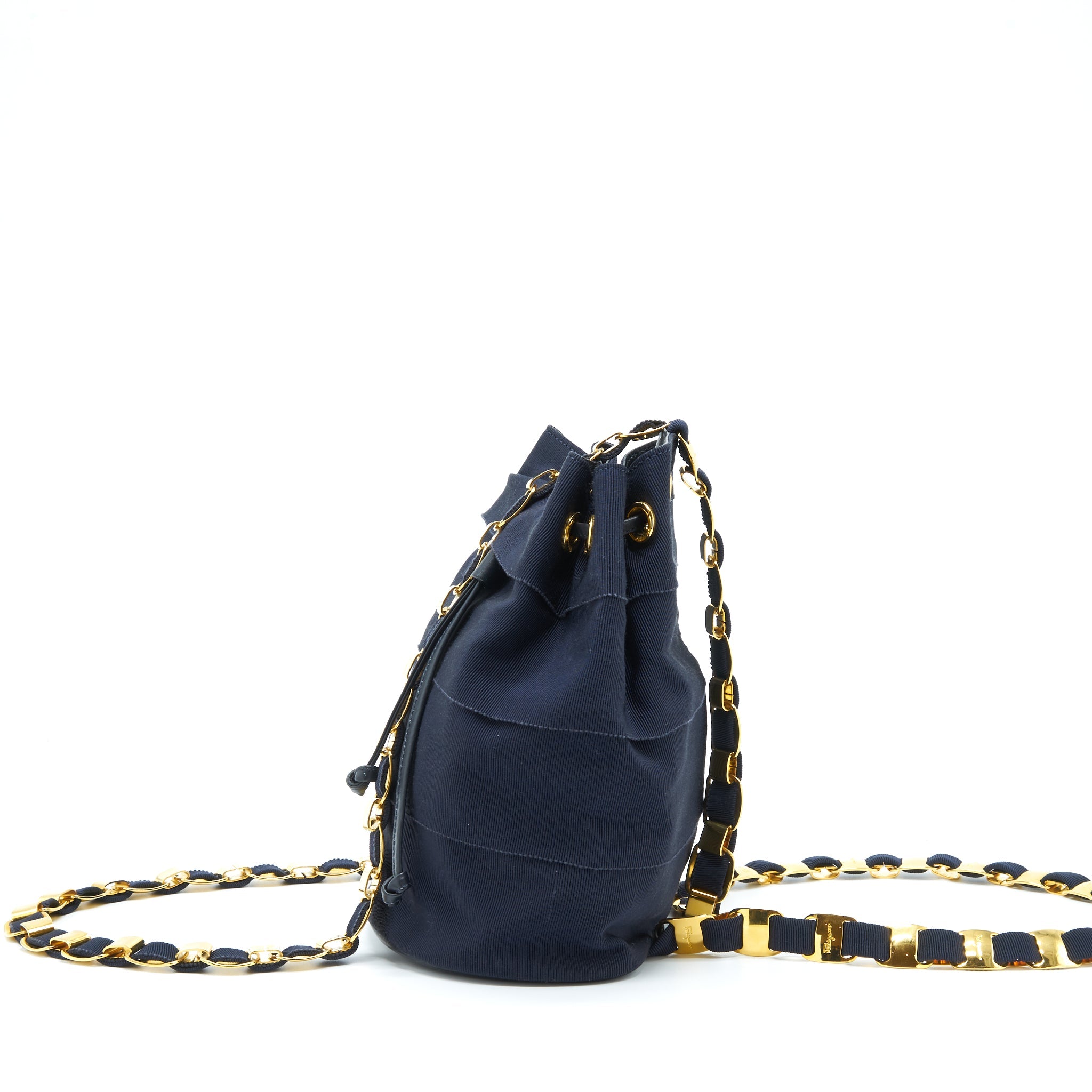 SALVATORE FERRAGAMO VINTAGE MINI BACKPACK BLACK FABRIC/NYLON GHW