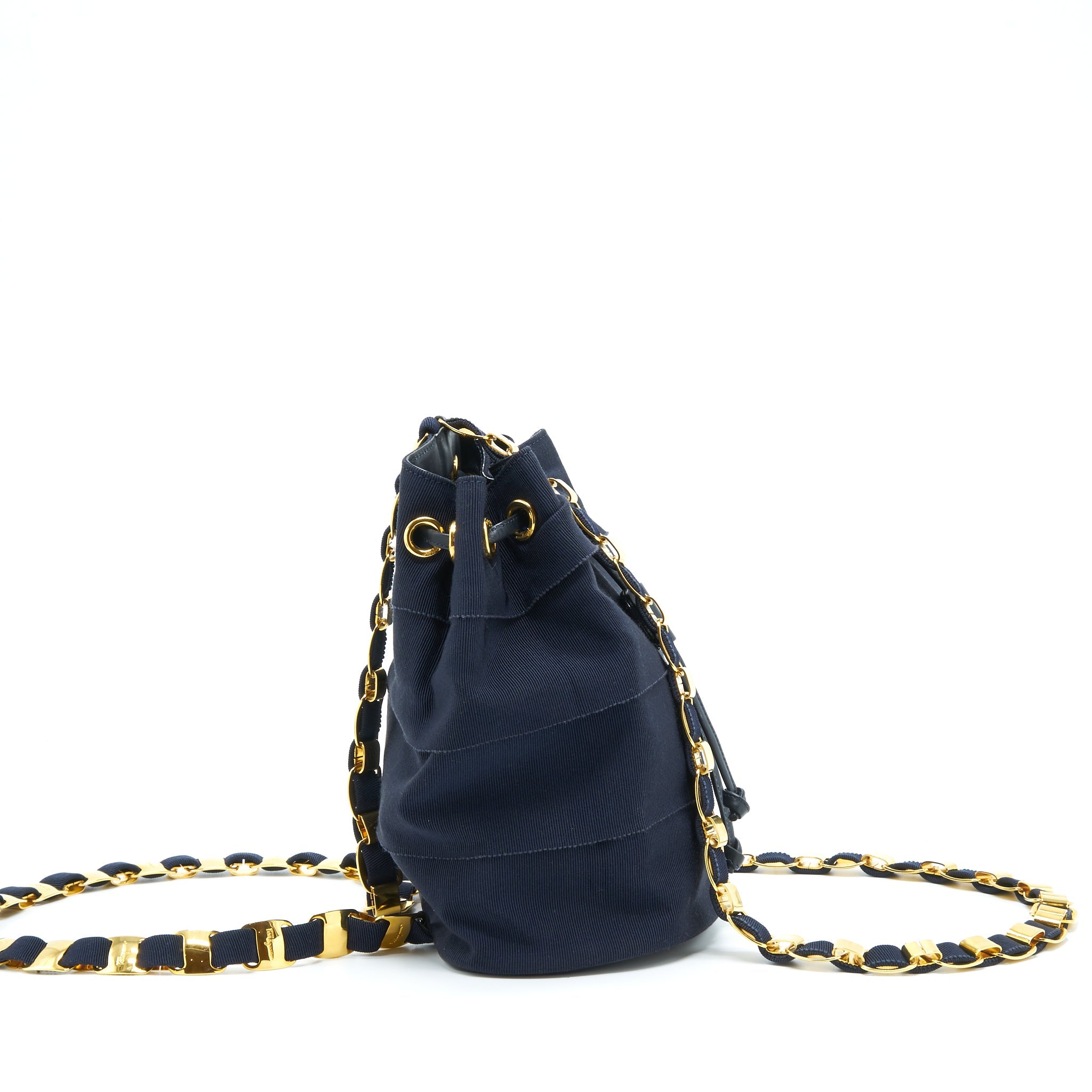 SALVATORE FERRAGAMO VINTAGE MINI BACKPACK BLACK FABRIC/NYLON GHW