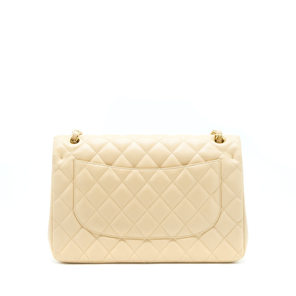 CHANEL JUMBO CLASSIC DOUBLE FLAP BAG LAMBSKIN BEIGE LGHW