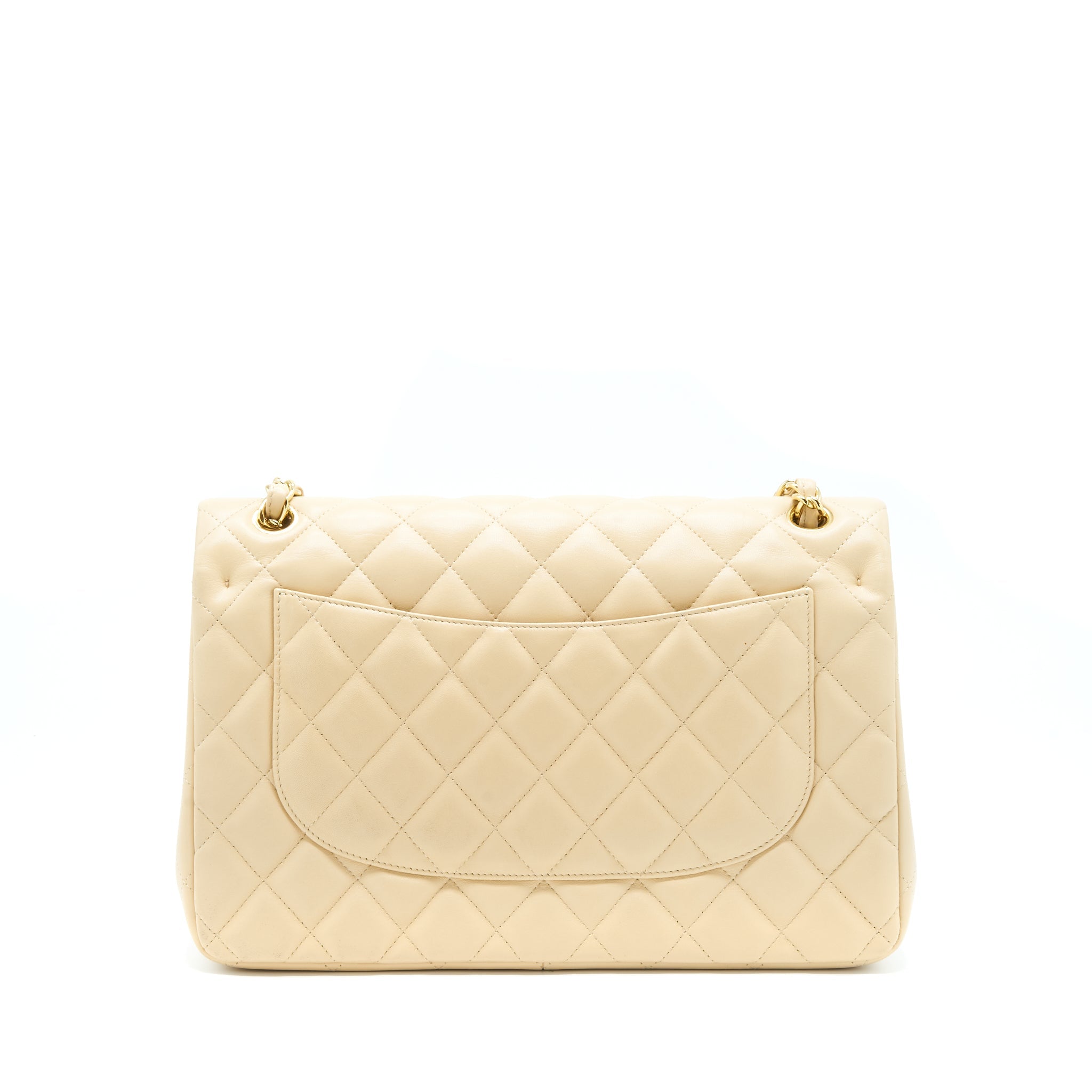 CHANEL JUMBO CLASSIC DOUBLE FLAP BAG LAMBSKIN BEIGE LGHW