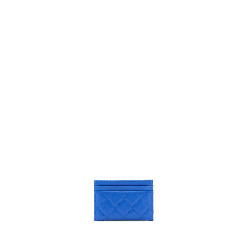 CHANEL CLASSIC CC CARD HOLDER LAMBSKIN BLUE SHW
